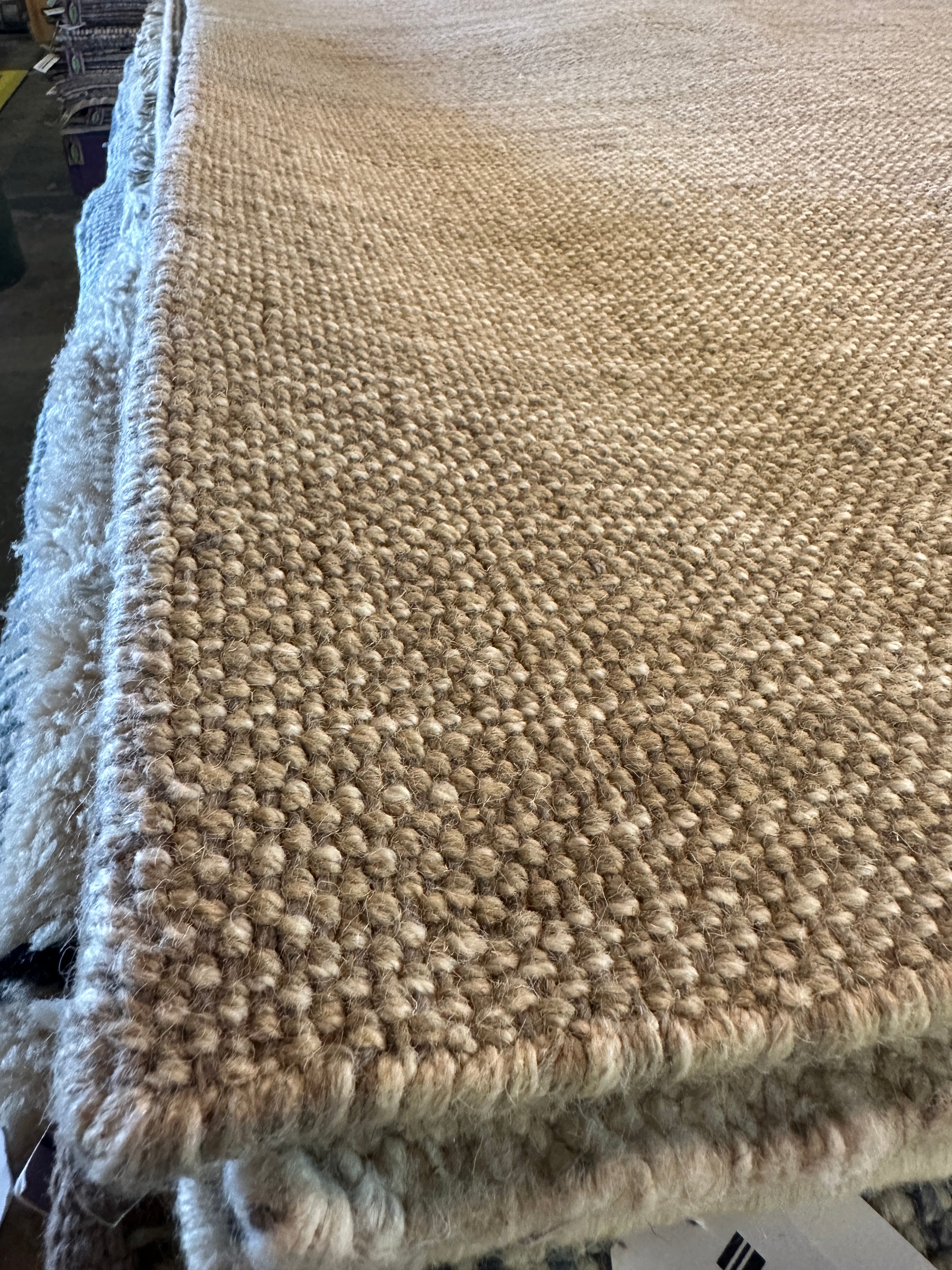 Tom Gilbert 8x10 Hand-Woven Durrie Textured Beige