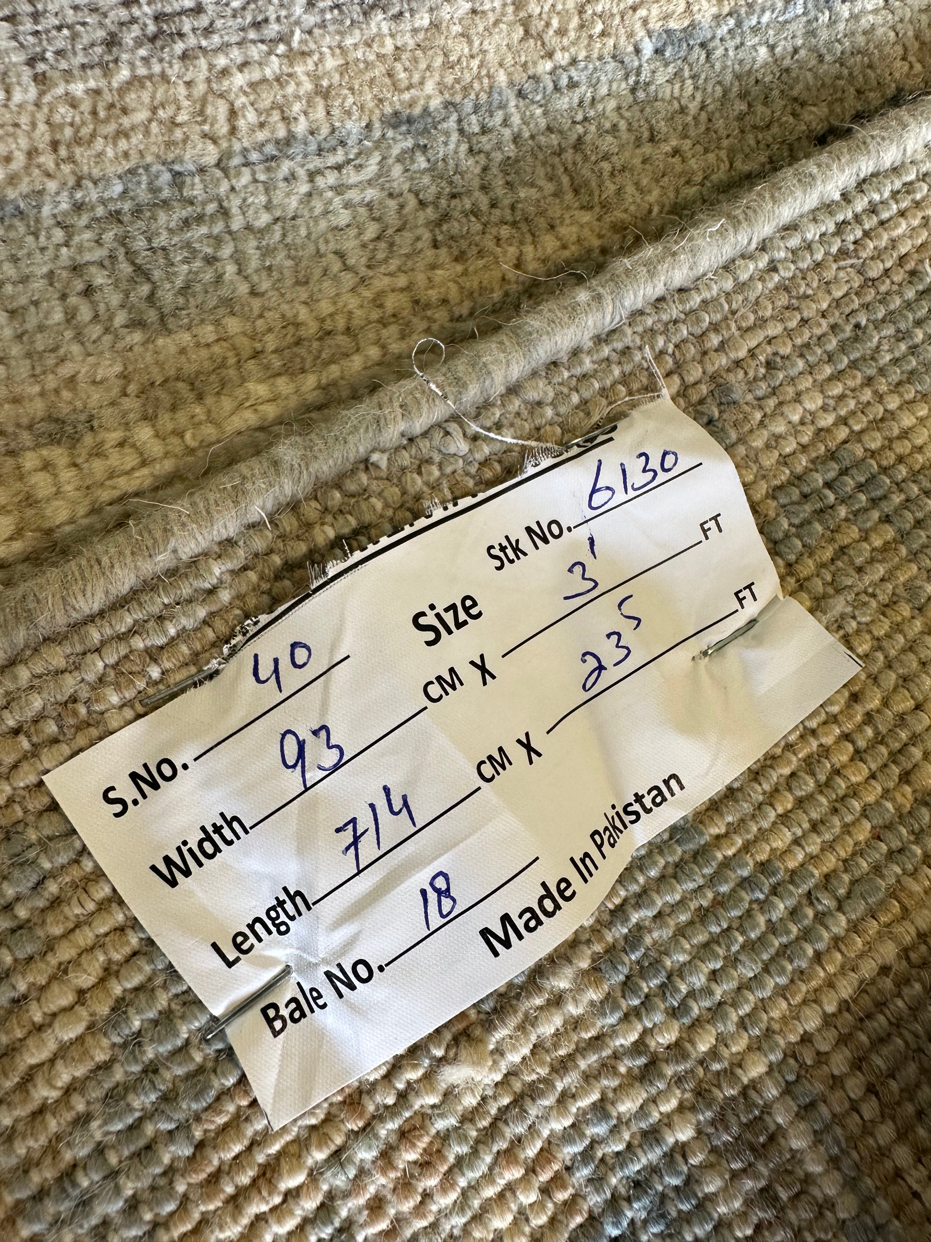 Alanna Bale 3.1x23.5 Grey Blue Whitewashed Afghani Oushak Runner