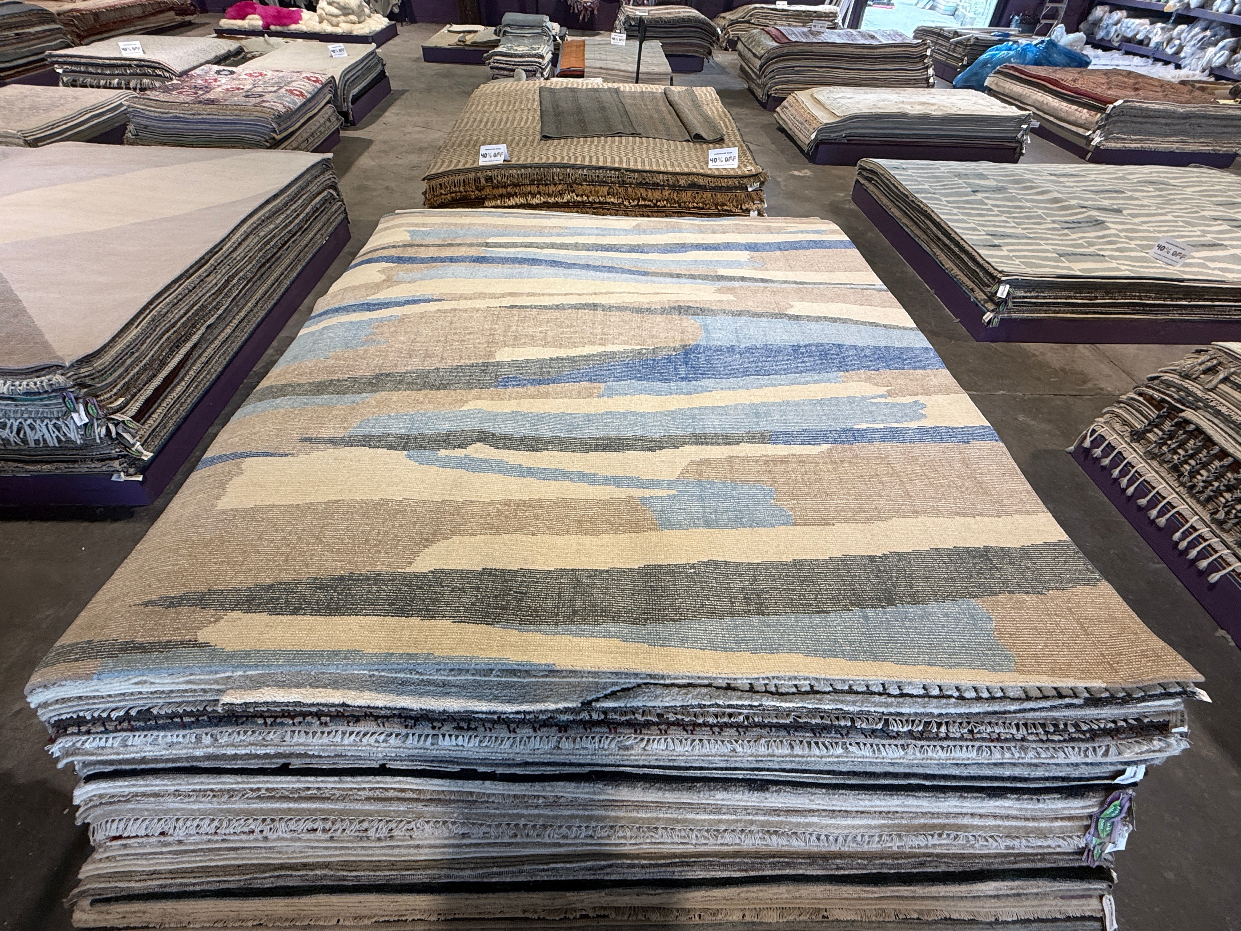 Brandon Kieffer 8x9.9 Blue Handwoven Modern Rug