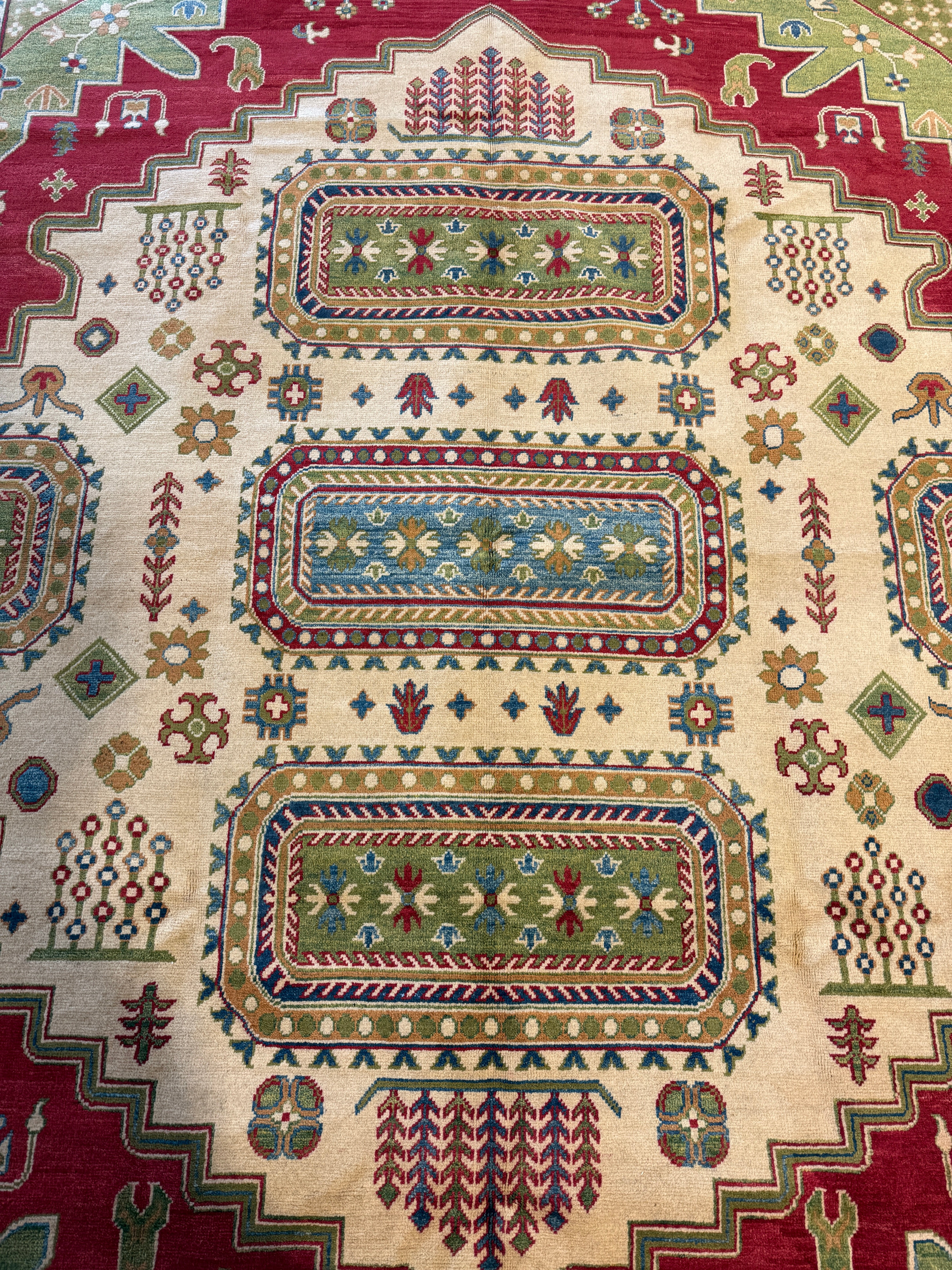 Grace Van Dien 8.1x10.5 Tribal Kazak Red Rug