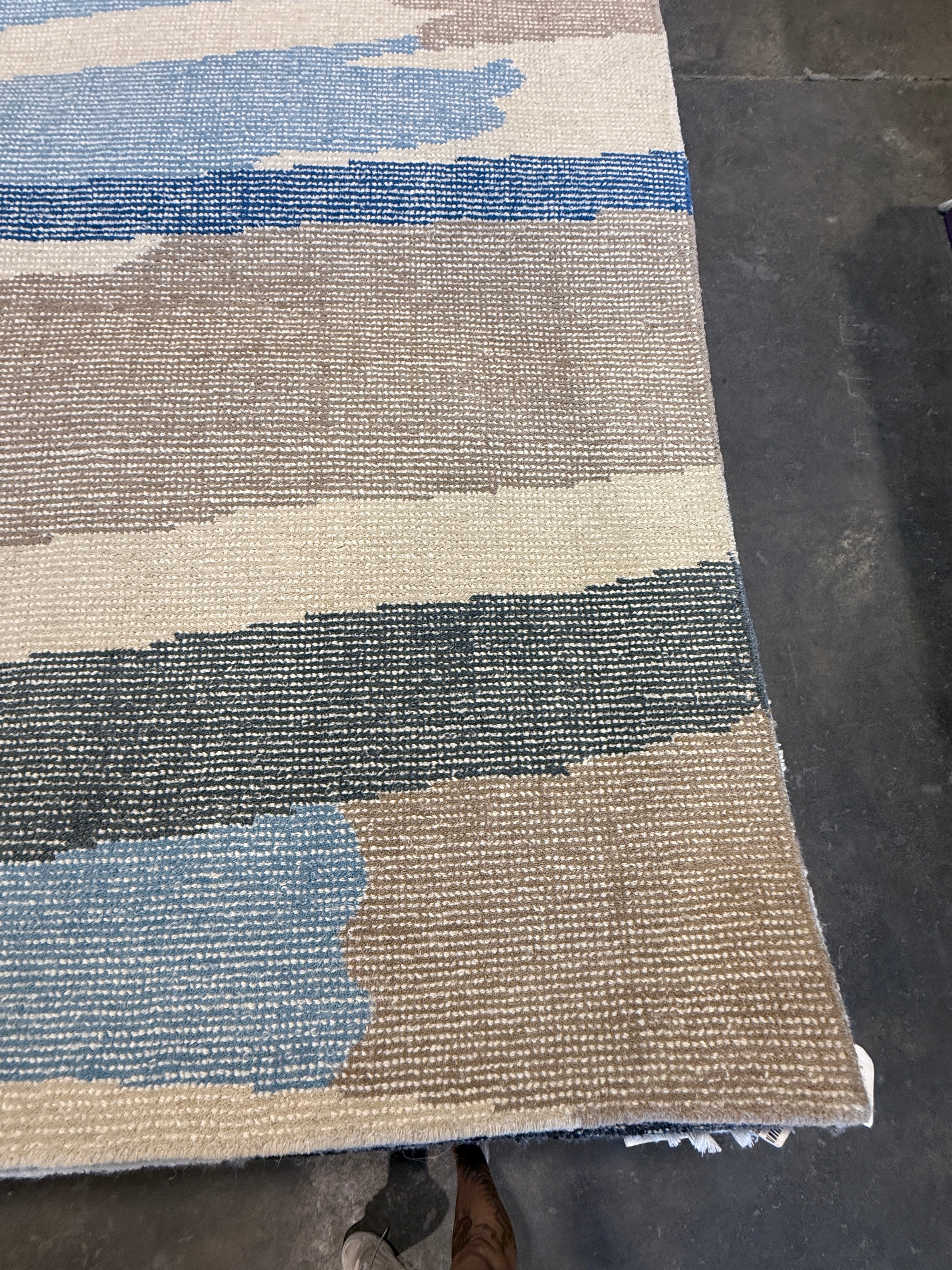 Brandon Kieffer 8x9.9 Blue Handwoven Modern Rug