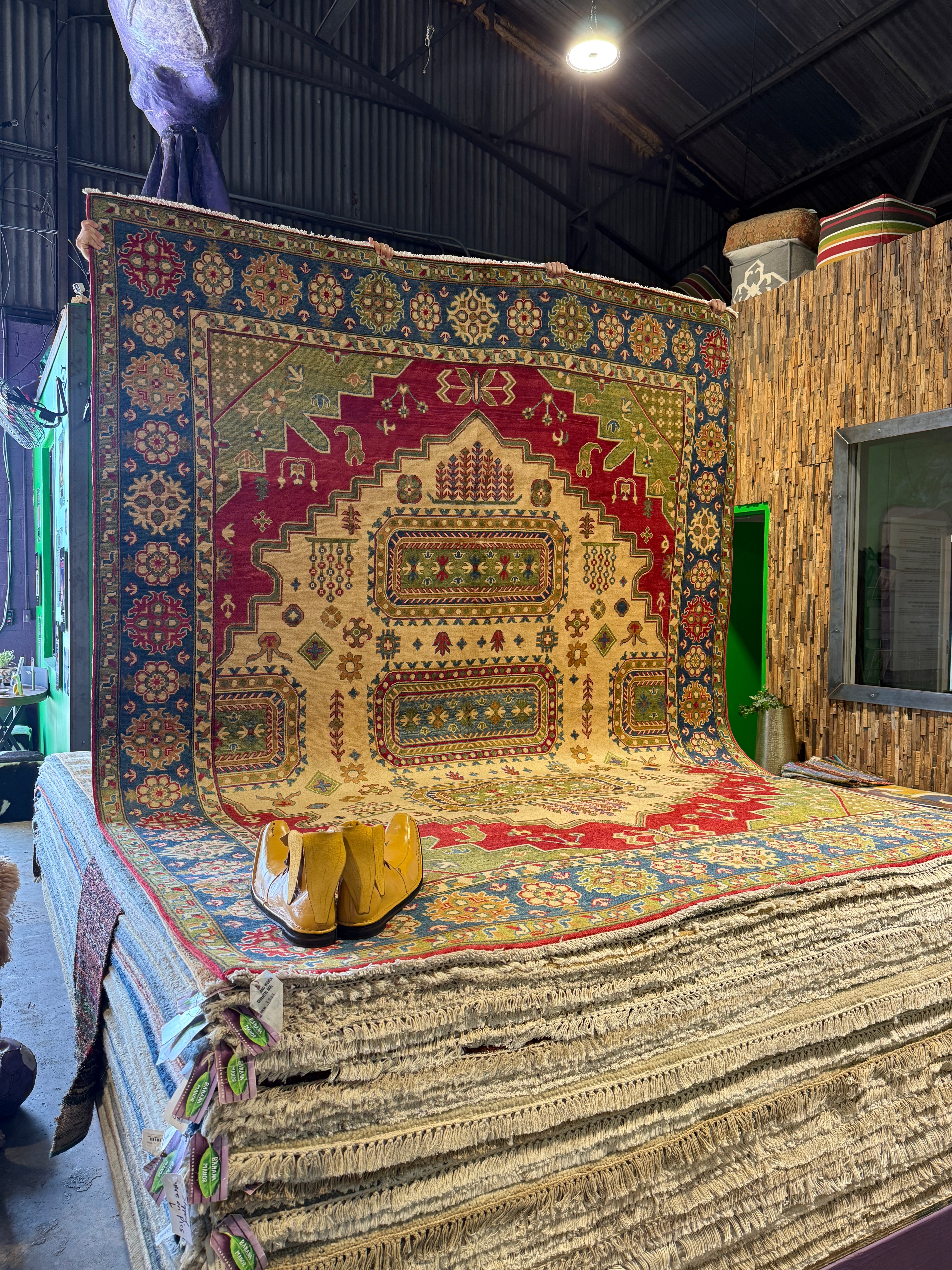 Grace Van Dien 8.1x10.5 Tribal Kazak Red Rug