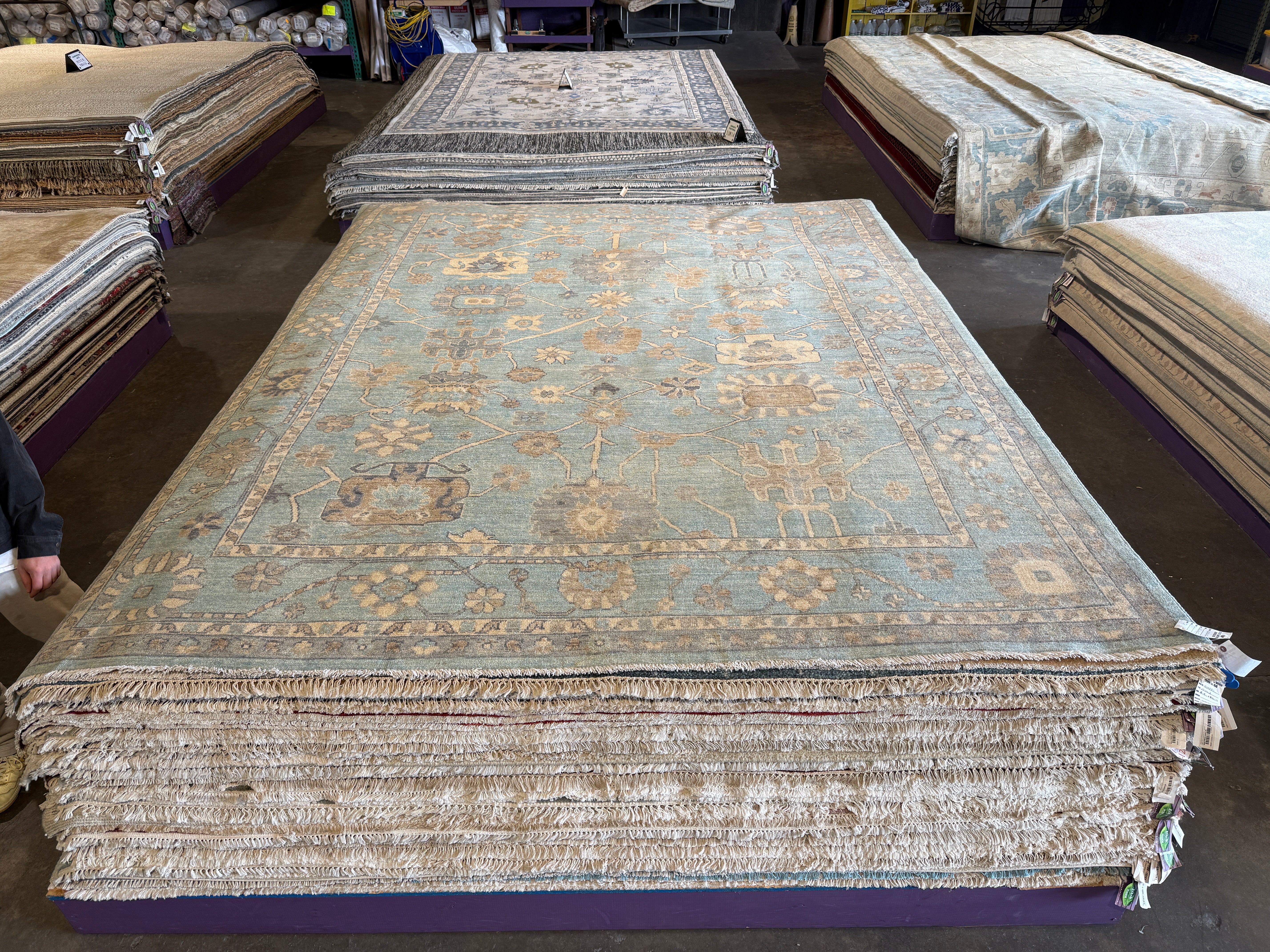 Chrissy Cunningham 9.2x12 Afghani Ston wash Blue Rug