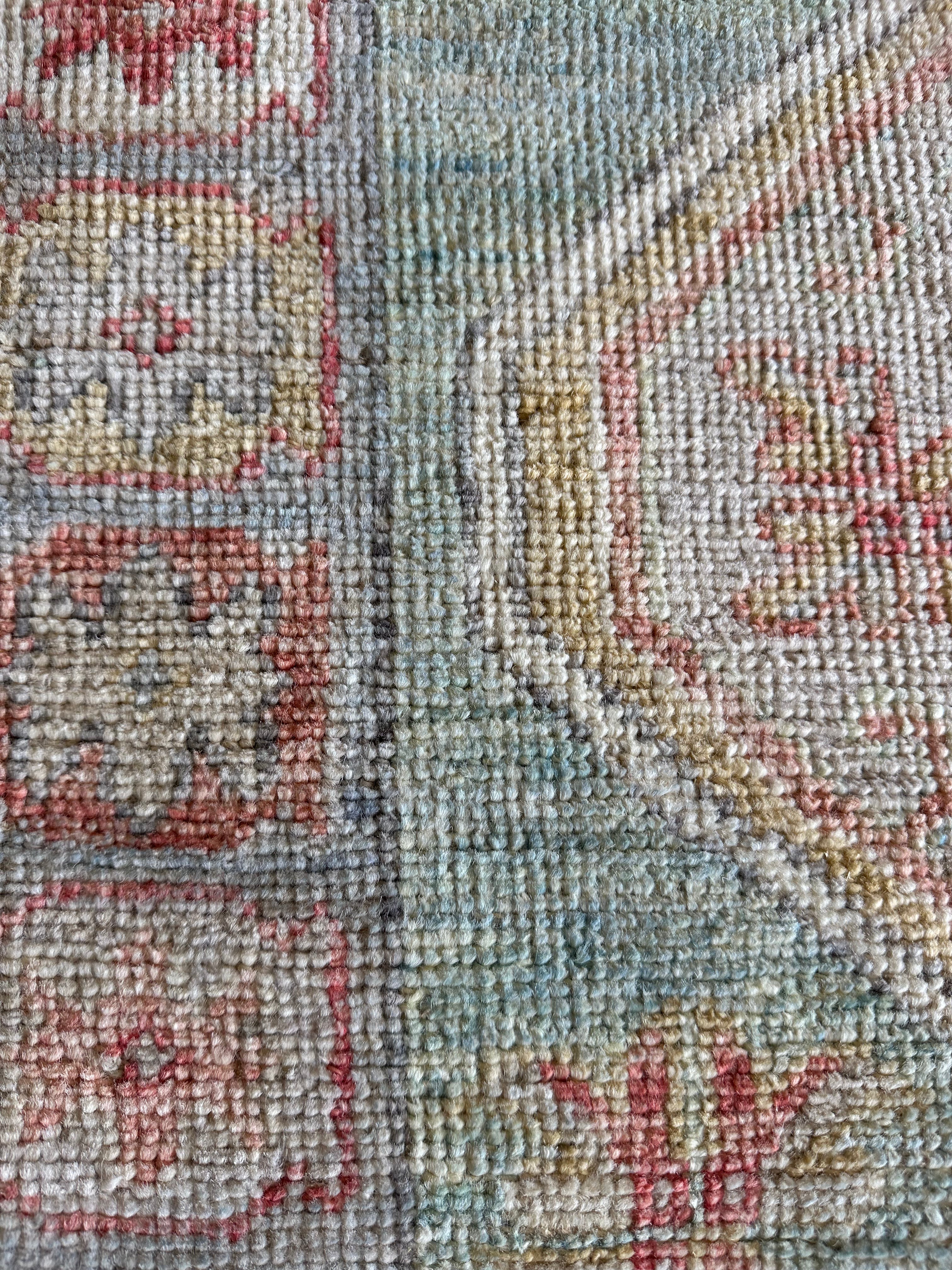 Anna Pogossyan 3x11.2 Teal Red Whitewashed Afghani Oushak Runner