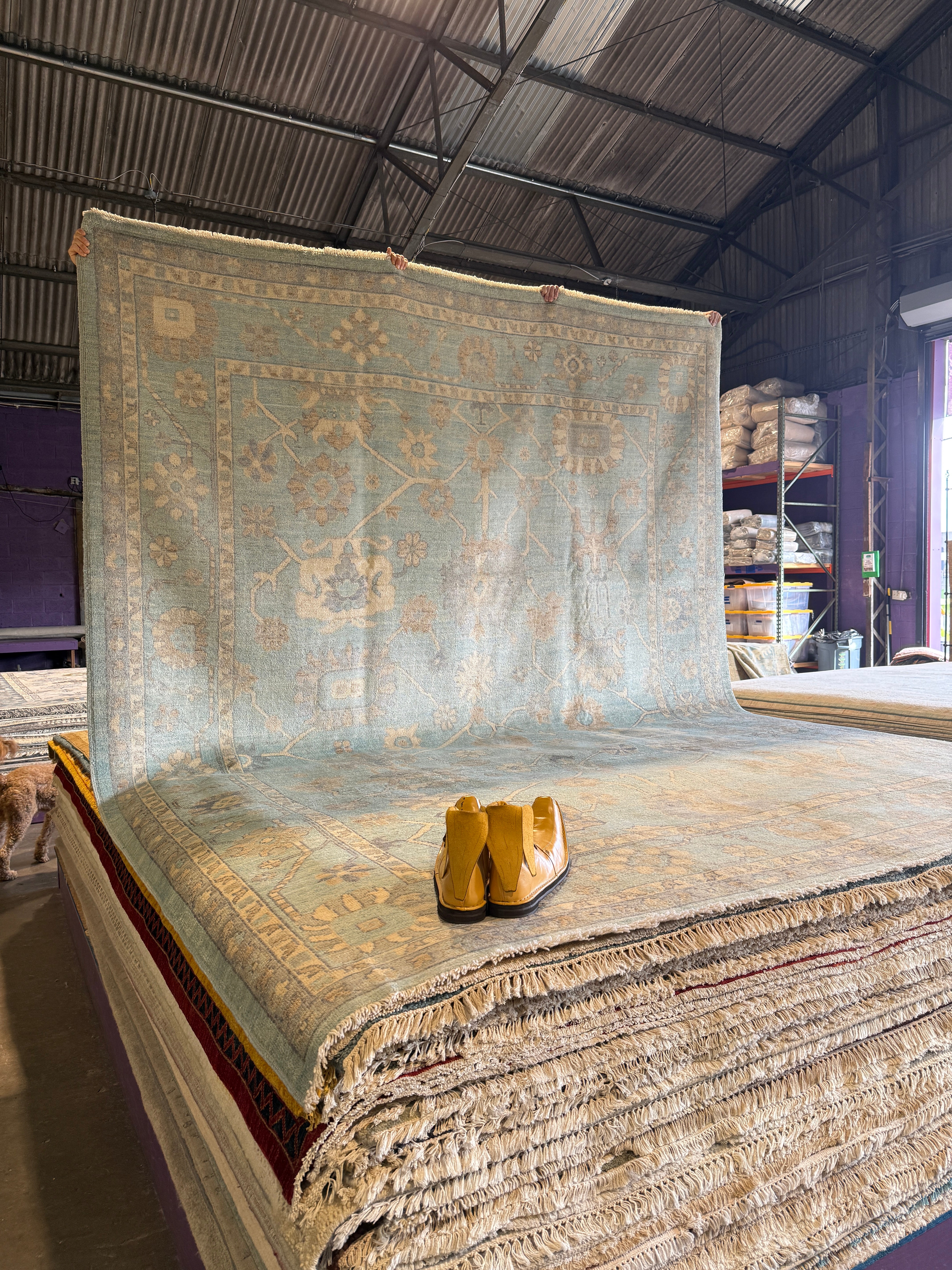 Chrissy Cunningham 9.2x12 Afghani Ston wash Blue Rug