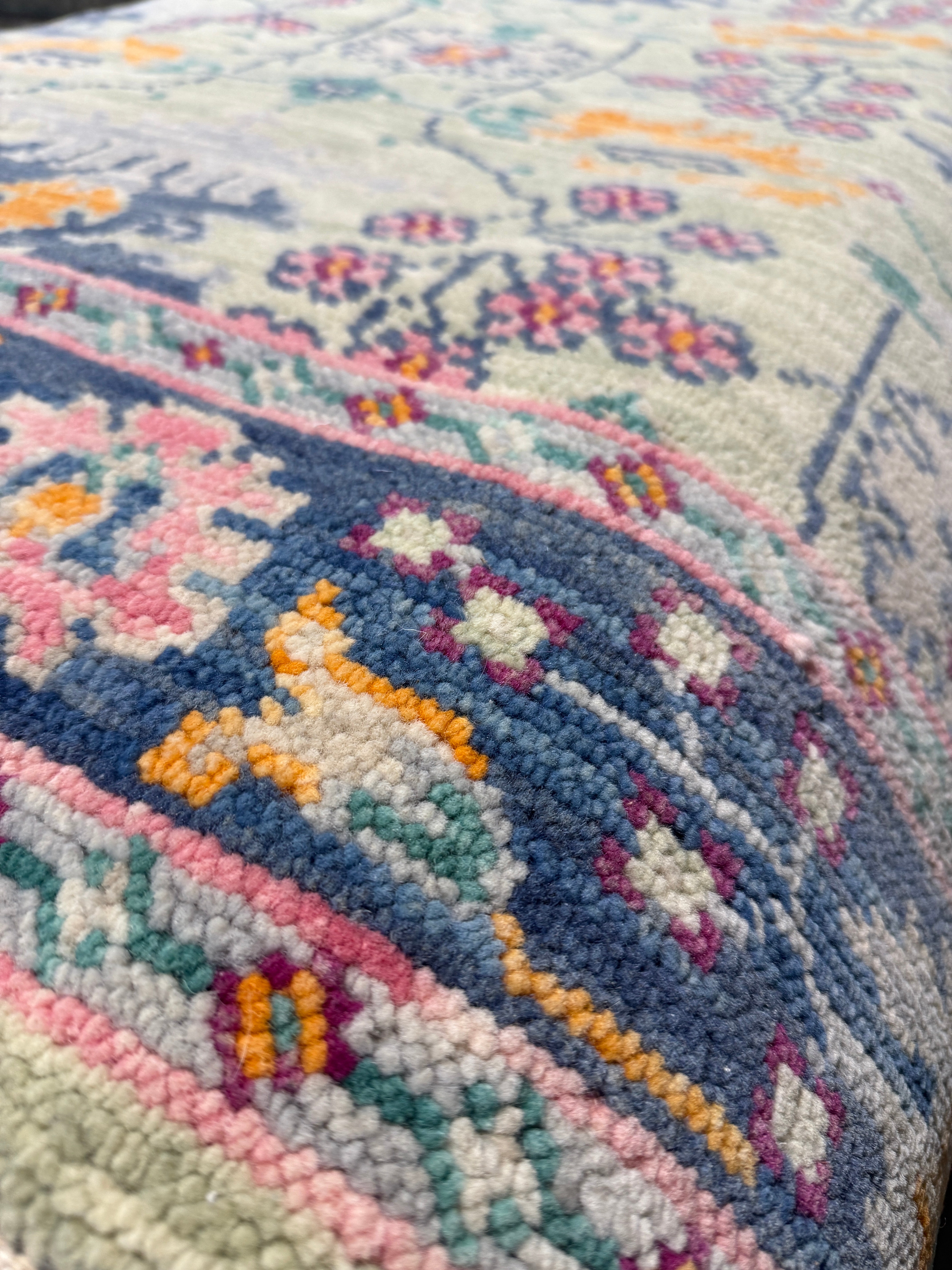 Ava Telek 4x12 Green Hand-Knotted Oushak Runner
