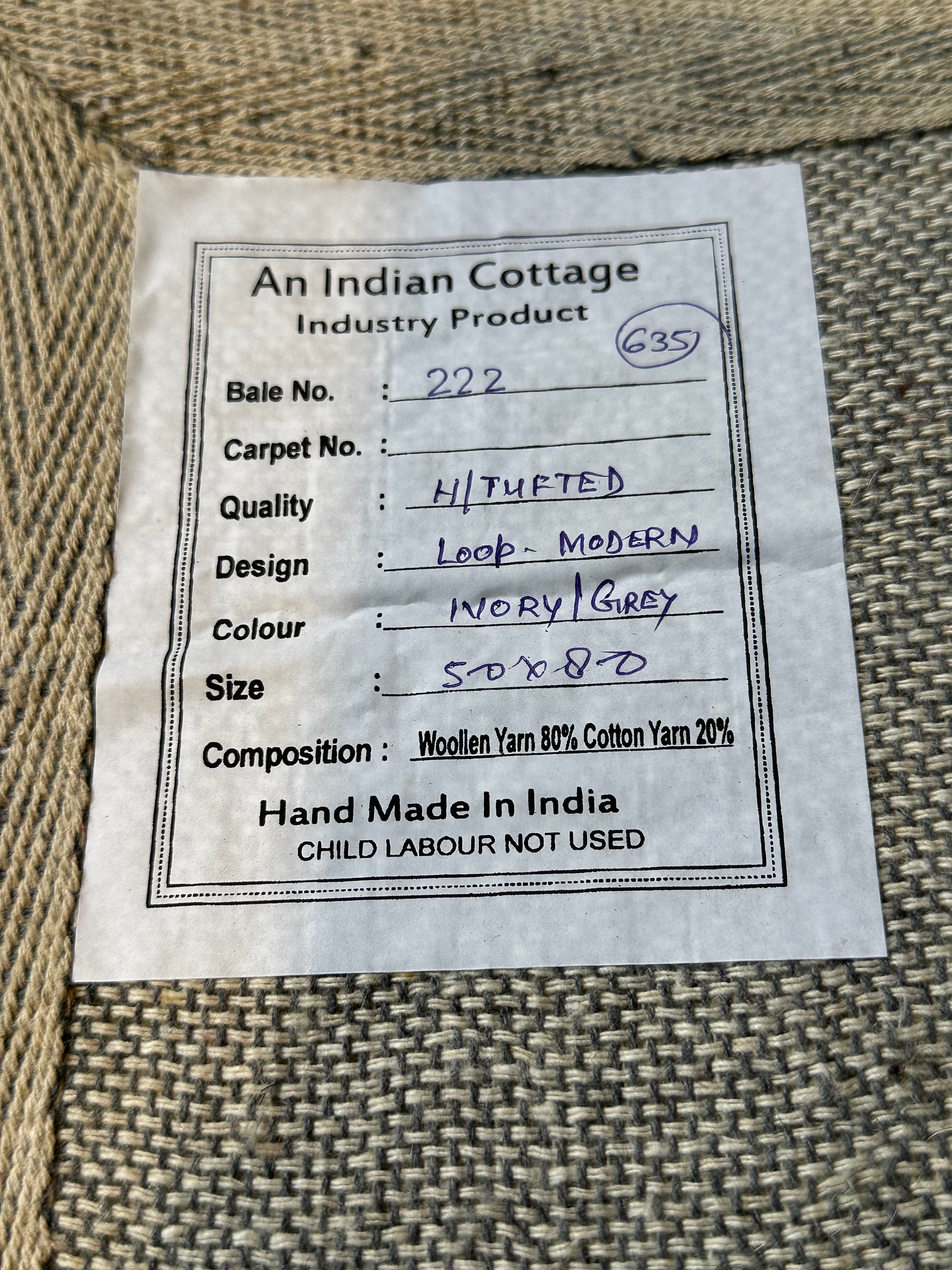 Ms. Mae's 5x8 Hand-Tufted Ivory & Grey Erased