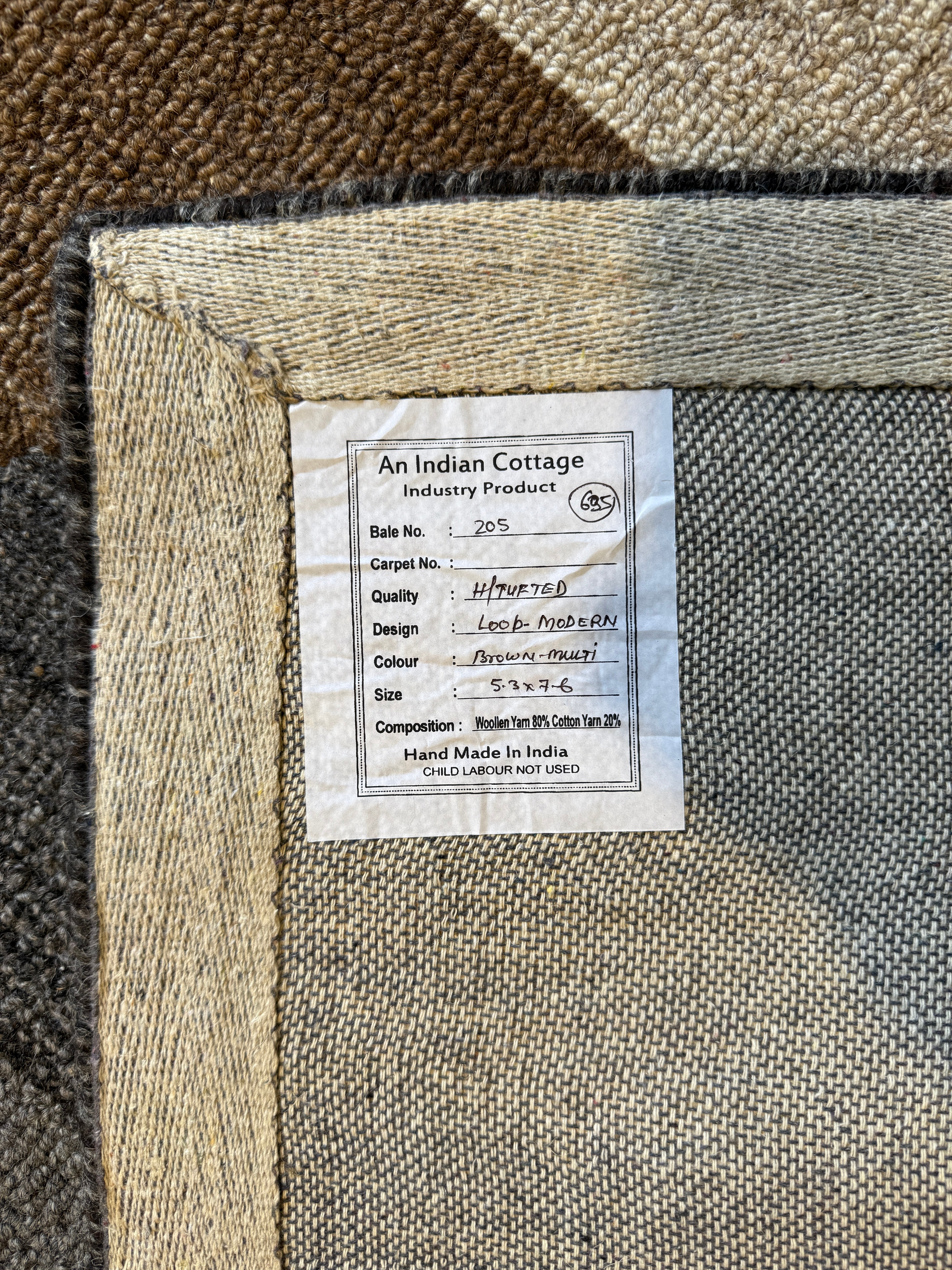 The Hangar 5.3x7.6 Hand-Tufted Silver & Grey Modern Loop