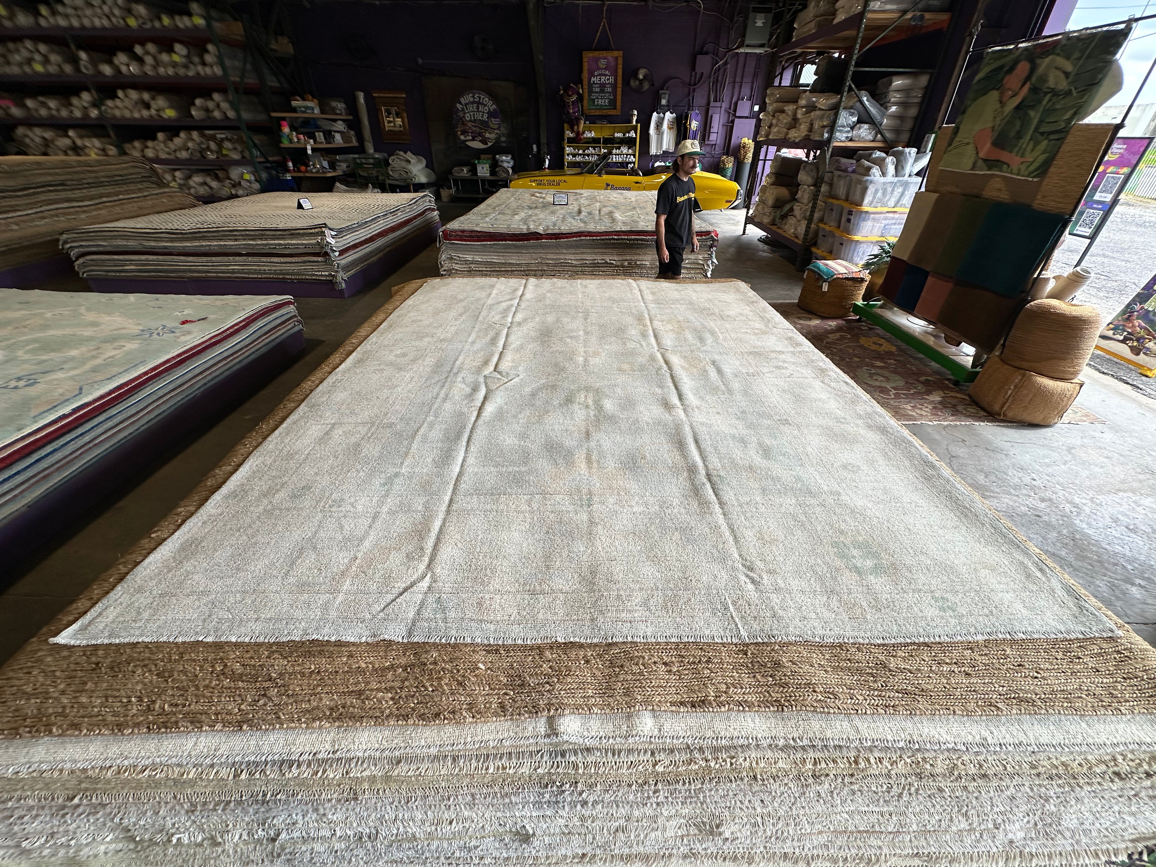 Andrea Sperling 8.9x10 Grey Whitewashed Afghani Oushak Rug