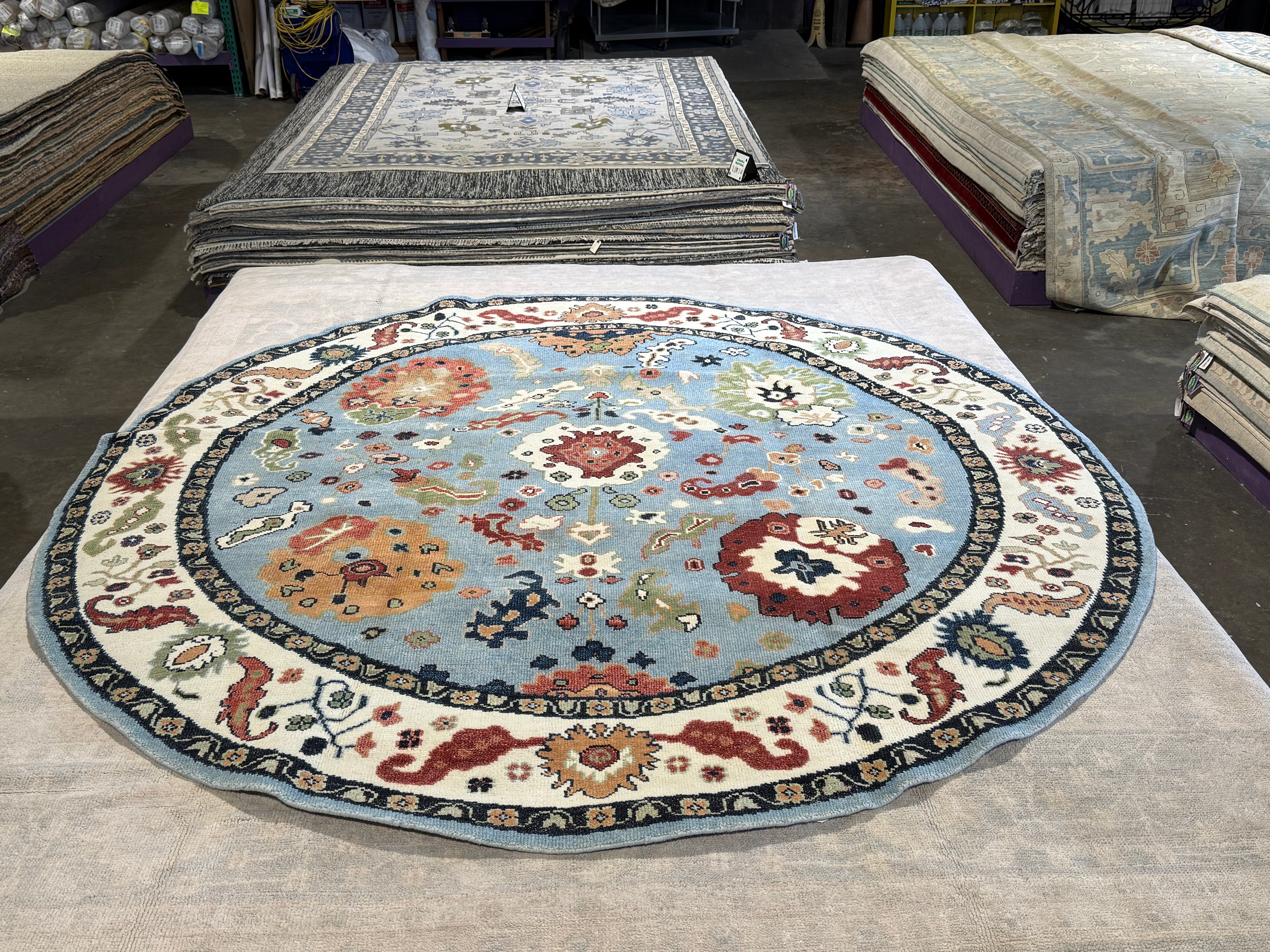 Olivia Blue 9x9 Blue Hand-Knotted Oushak