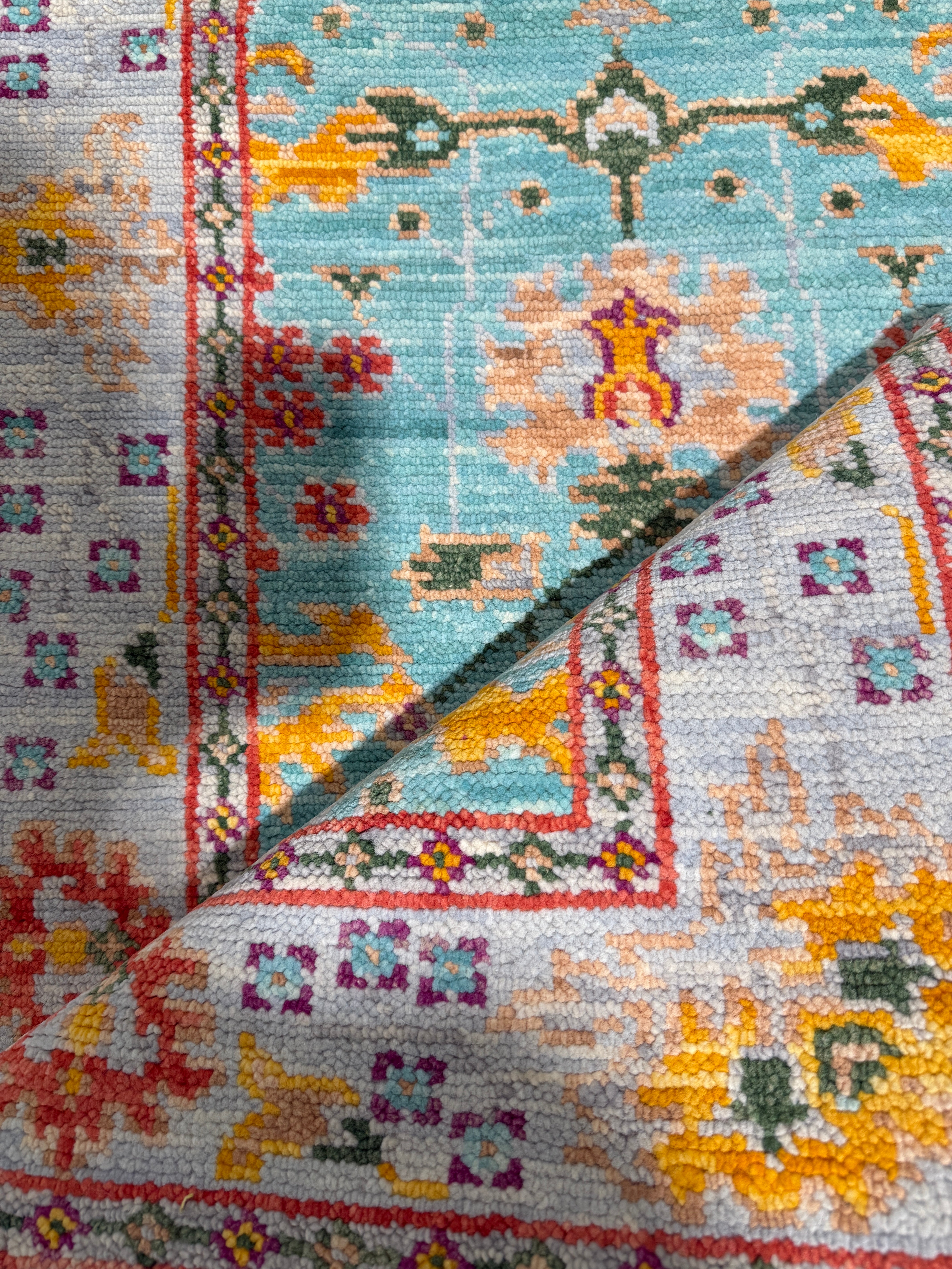 June 2.9x8 Blue Hand-Knotted Oushak Runner