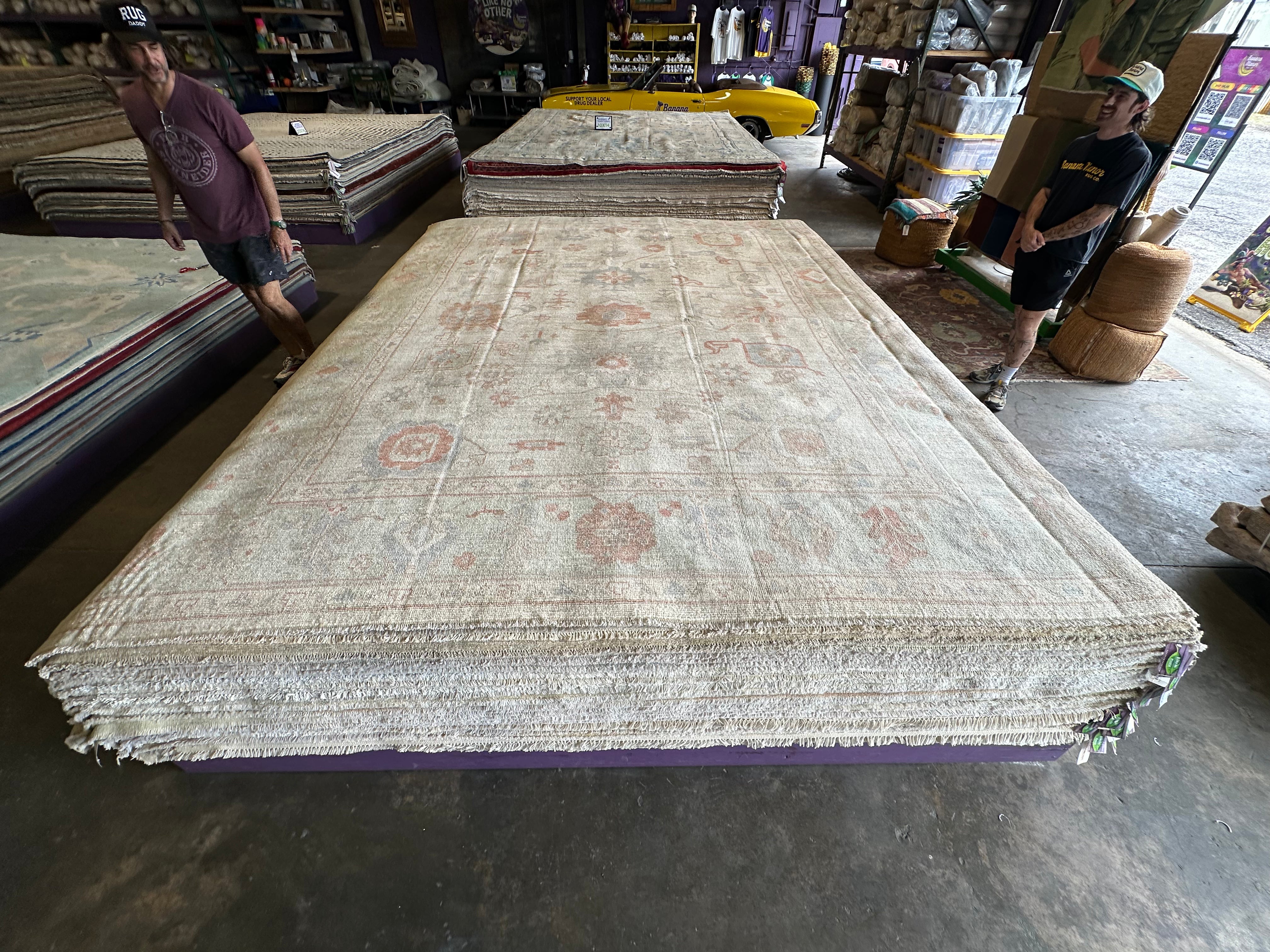 Hilary Leavitt 8.11x11.11 Cream Whitewashed Afghani Oushak Rug