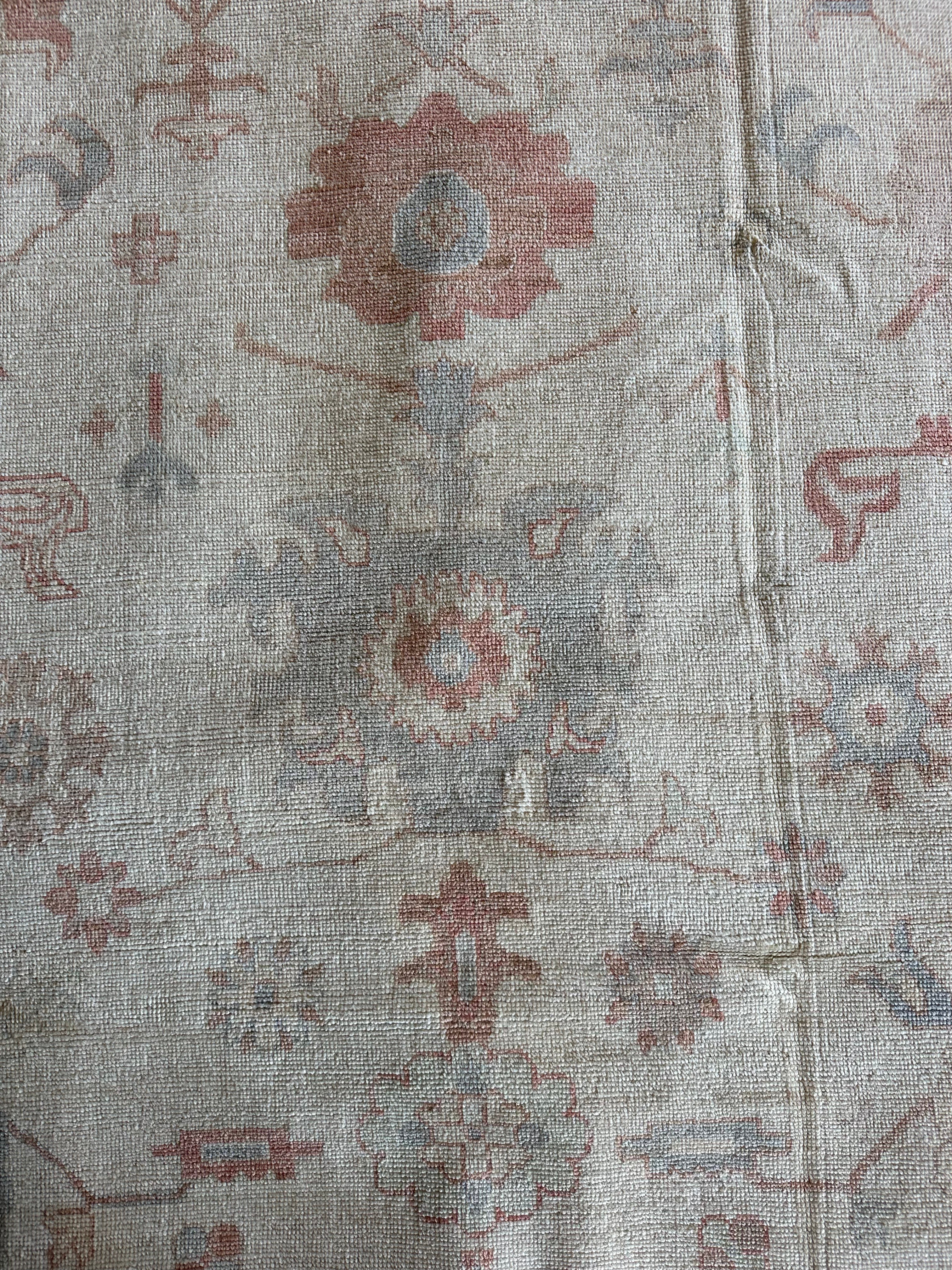 Hilary Leavitt 8.11x11.11 Cream Whitewashed Afghani Oushak Rug