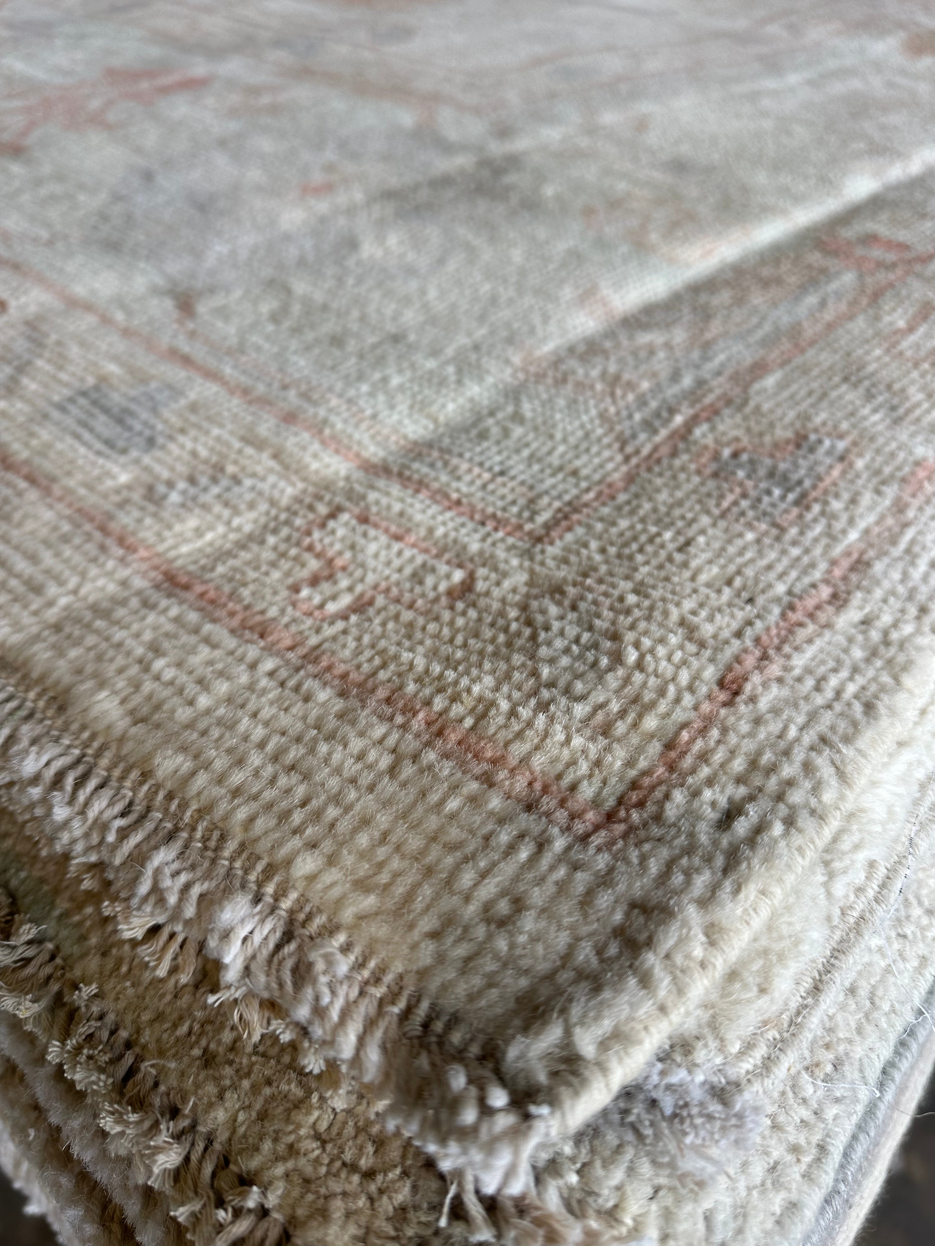 Hilary Leavitt 8.11x11.11 Cream Whitewashed Afghani Oushak Rug