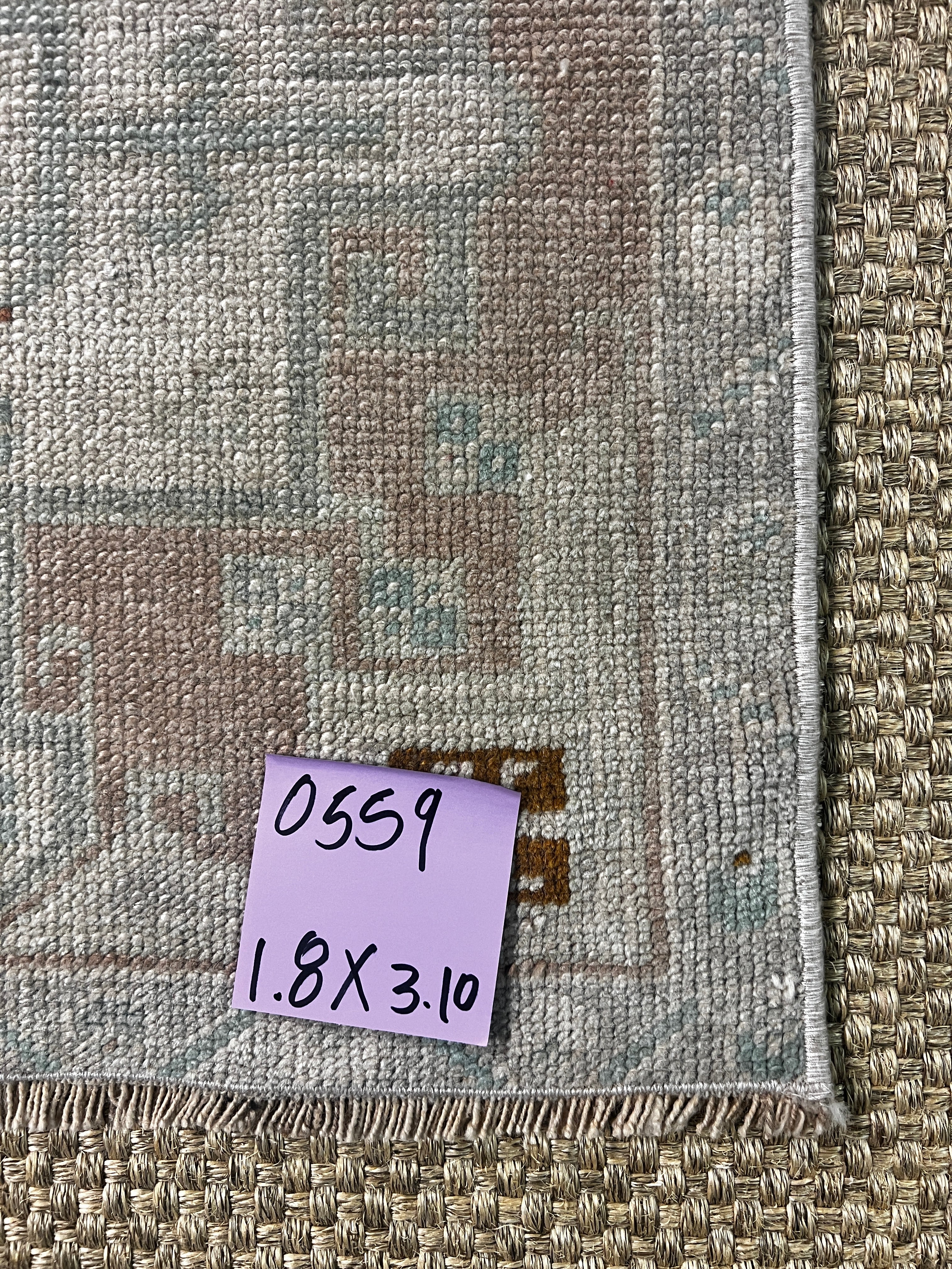 Vintage 1.8x3.10 Turkish Oushak Silver and Beige Small Rug
