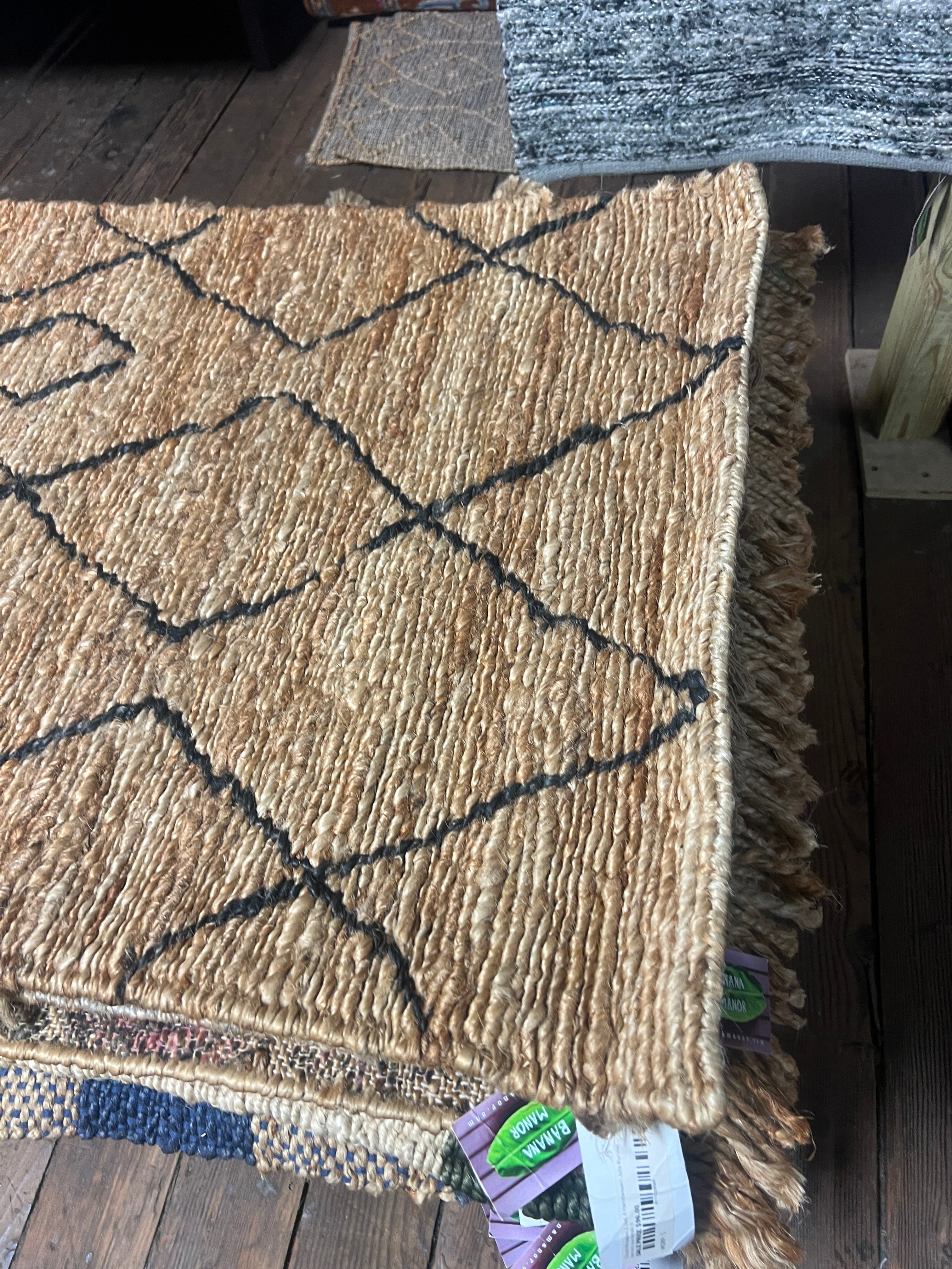 Captain Stillman 2.6x8 Handwoven Tribal Black and Natural Jute Runner Rug