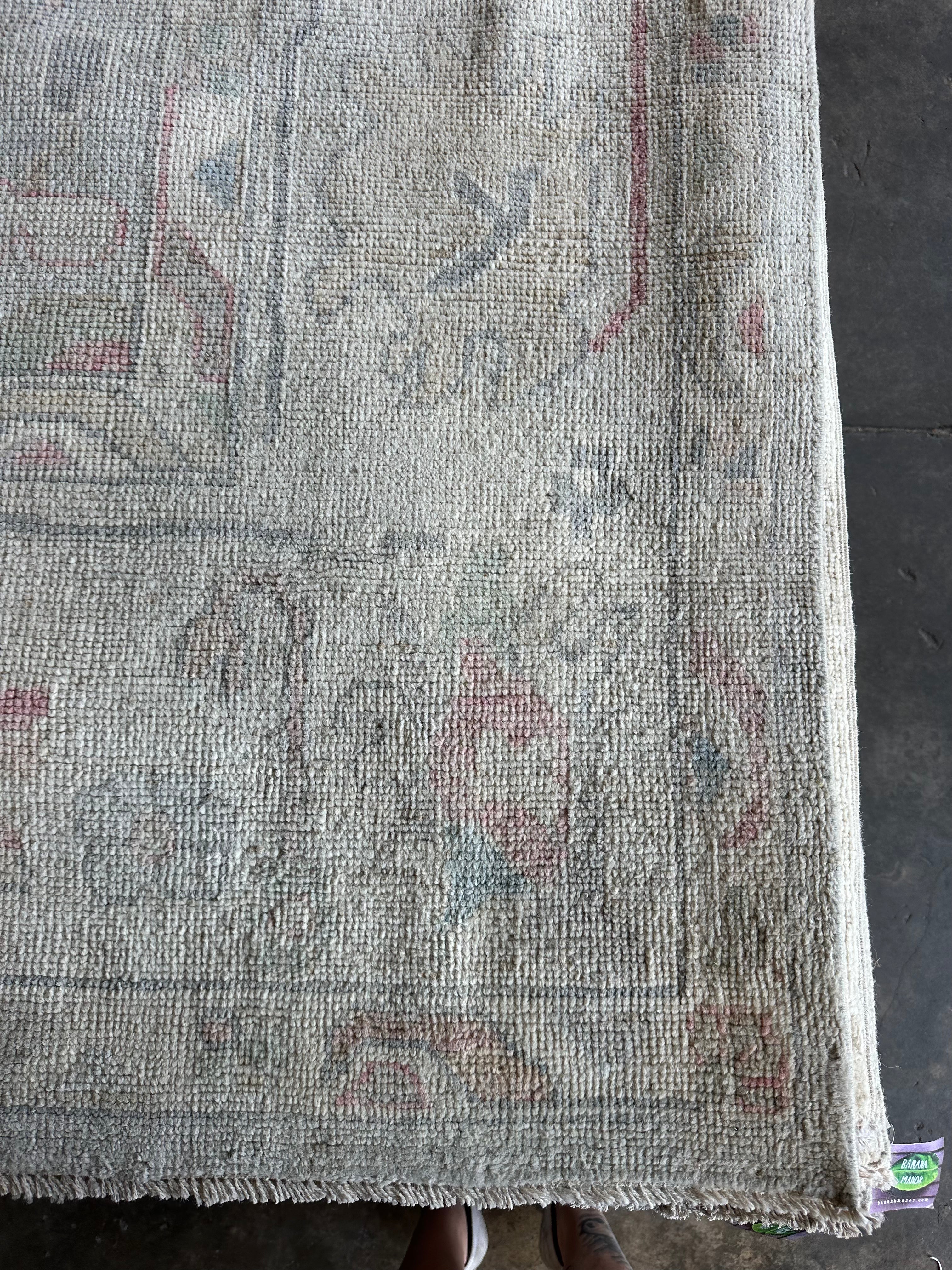 DJ Kiki LeFreak 8.9x12 Pink & Blue Whitewashed Afghani Oushak Rug