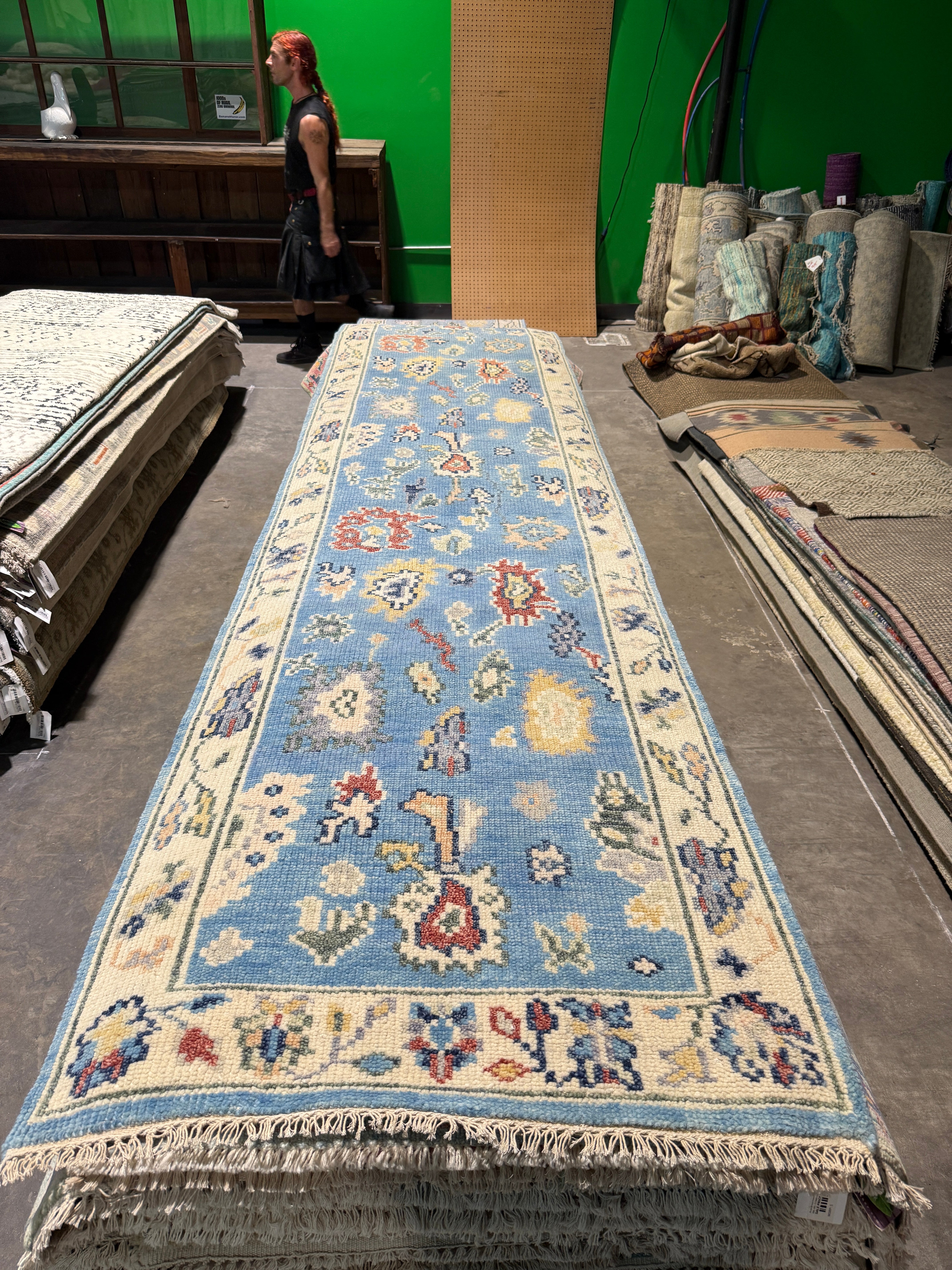 Gabriela 3x19.6 Blue Hand-Knotted Oushak Runner