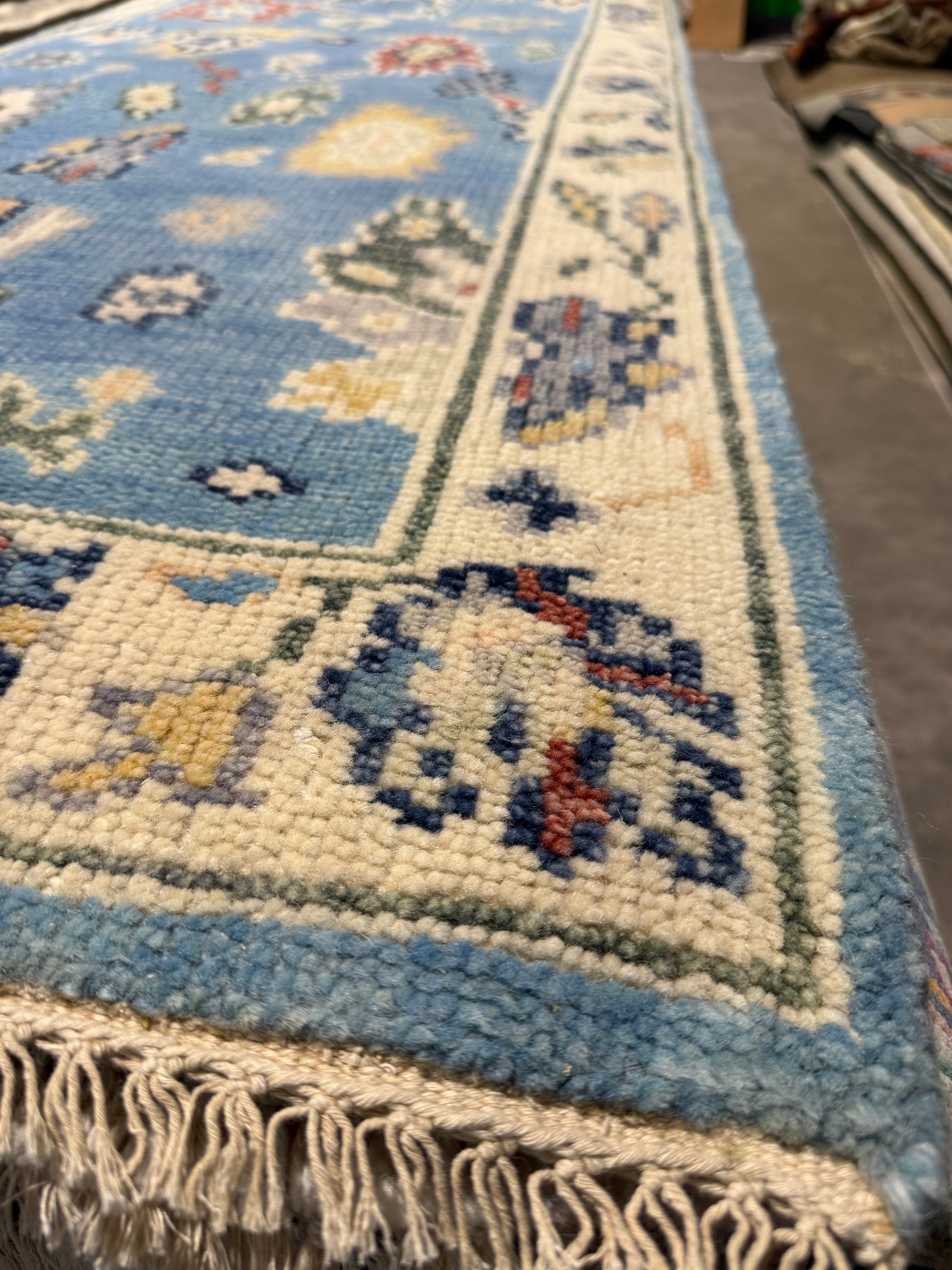 Gabriela 3x19.6 Blue Hand-Knotted Oushak Runner
