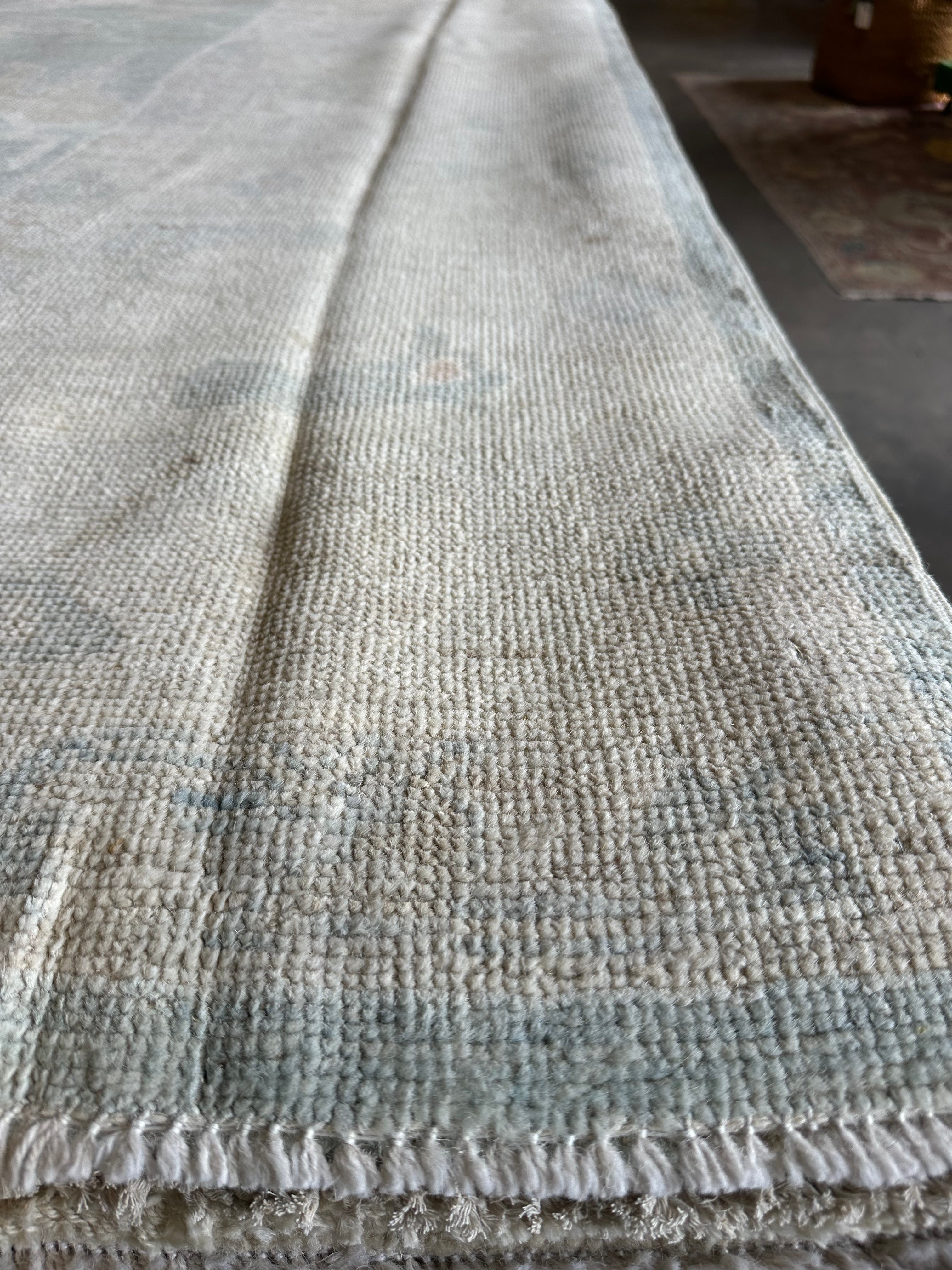 Chrystal Lotz 9.1x11.9 Green Whitewashed Afghani Oushak Rug