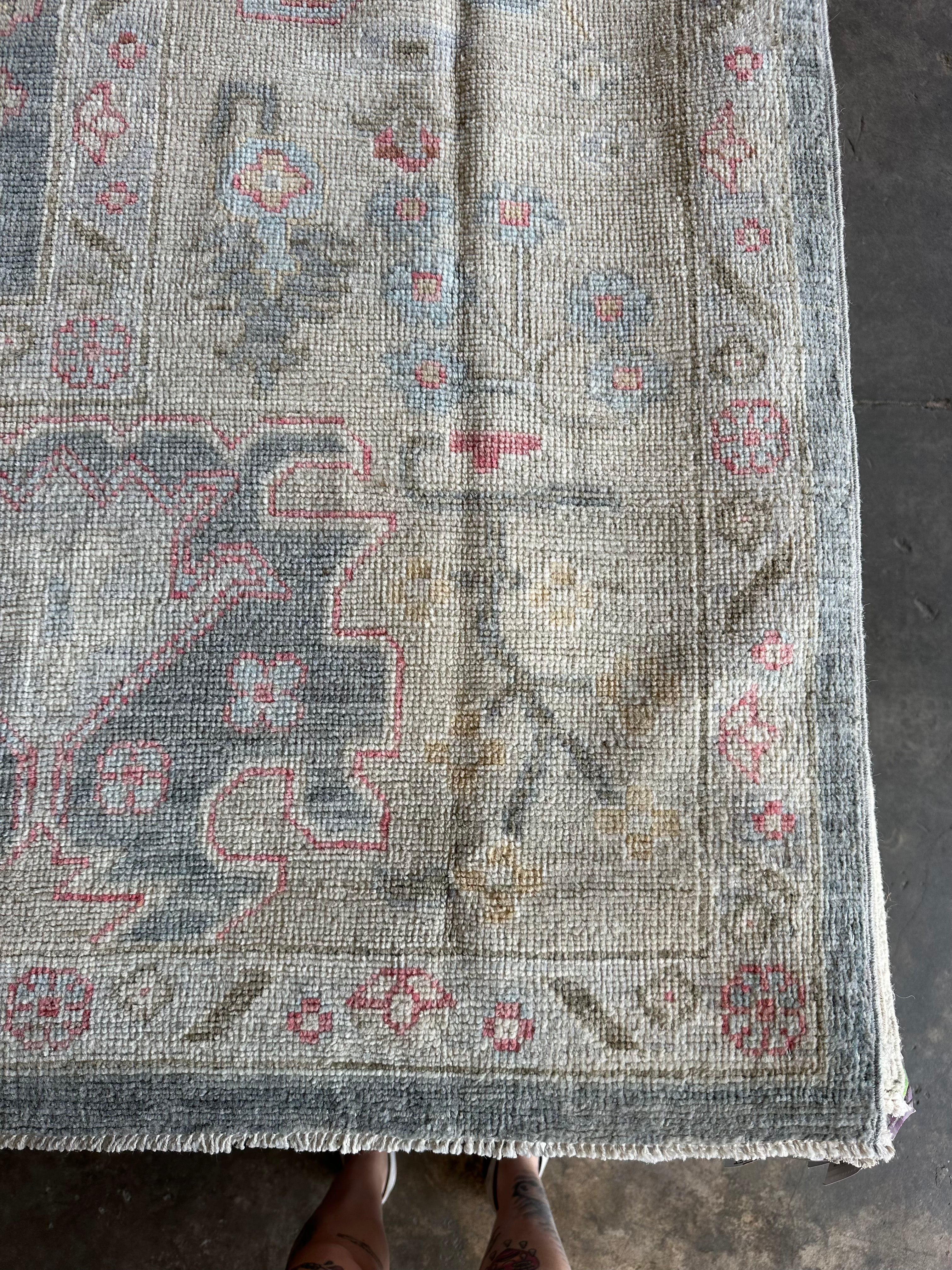 Moira Brophy 9.1x12 Grey Whitewashed Afghani Oushak Rug