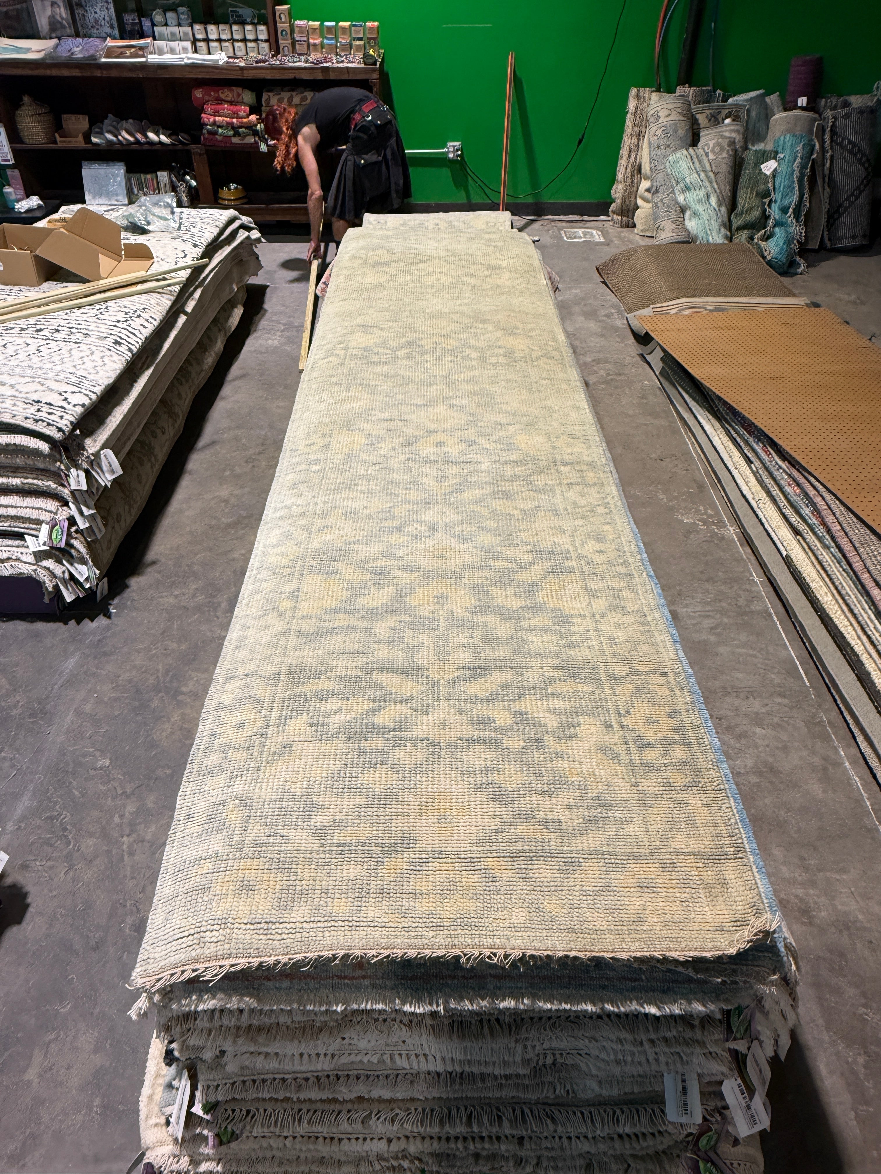 Denise 2.9x20 Grey Hand-Knotted Oushak Runner