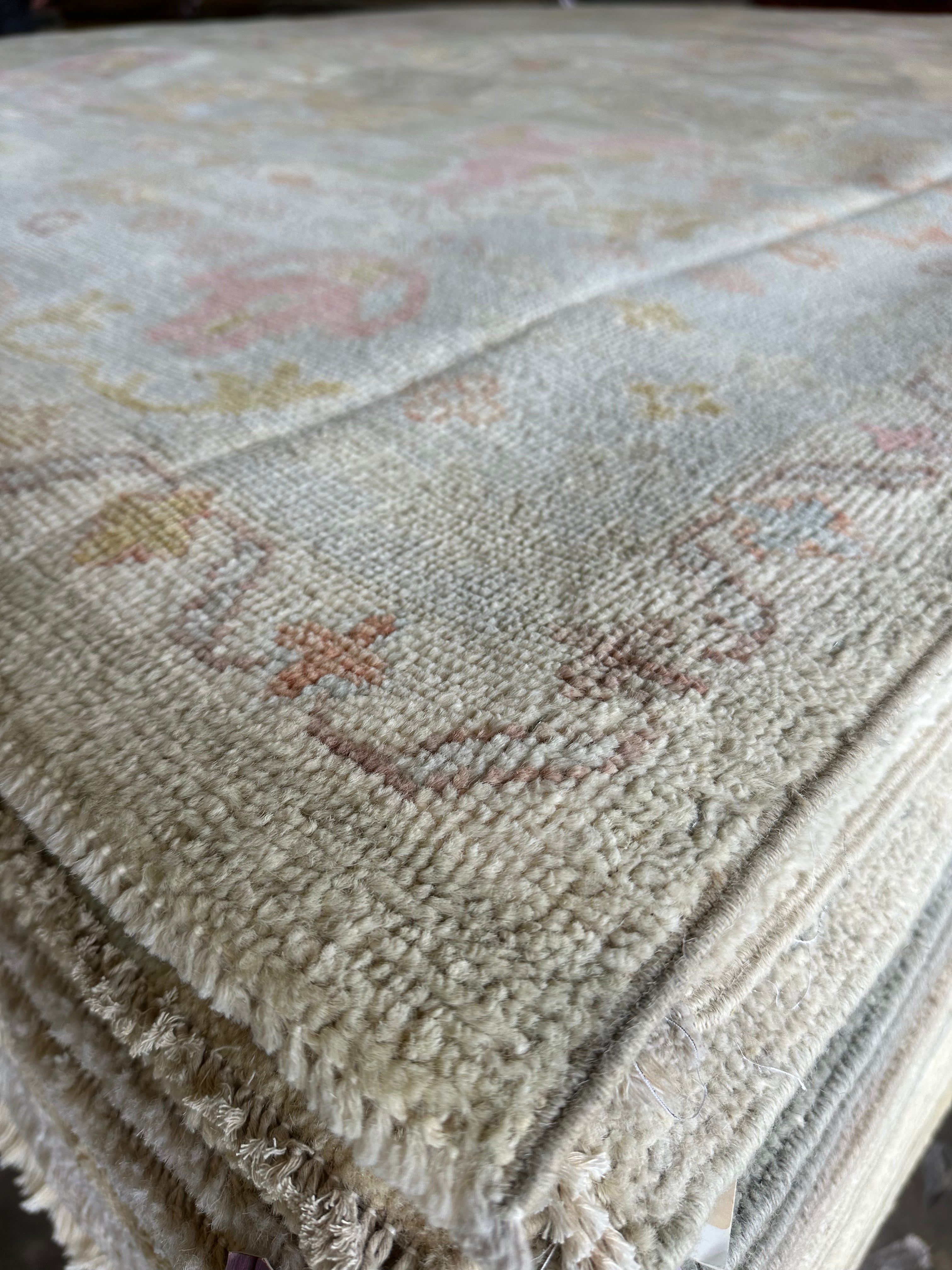 Alyssa Parella 9.2x12.3 Colorful Whitewashed Afghani Oushak Rug