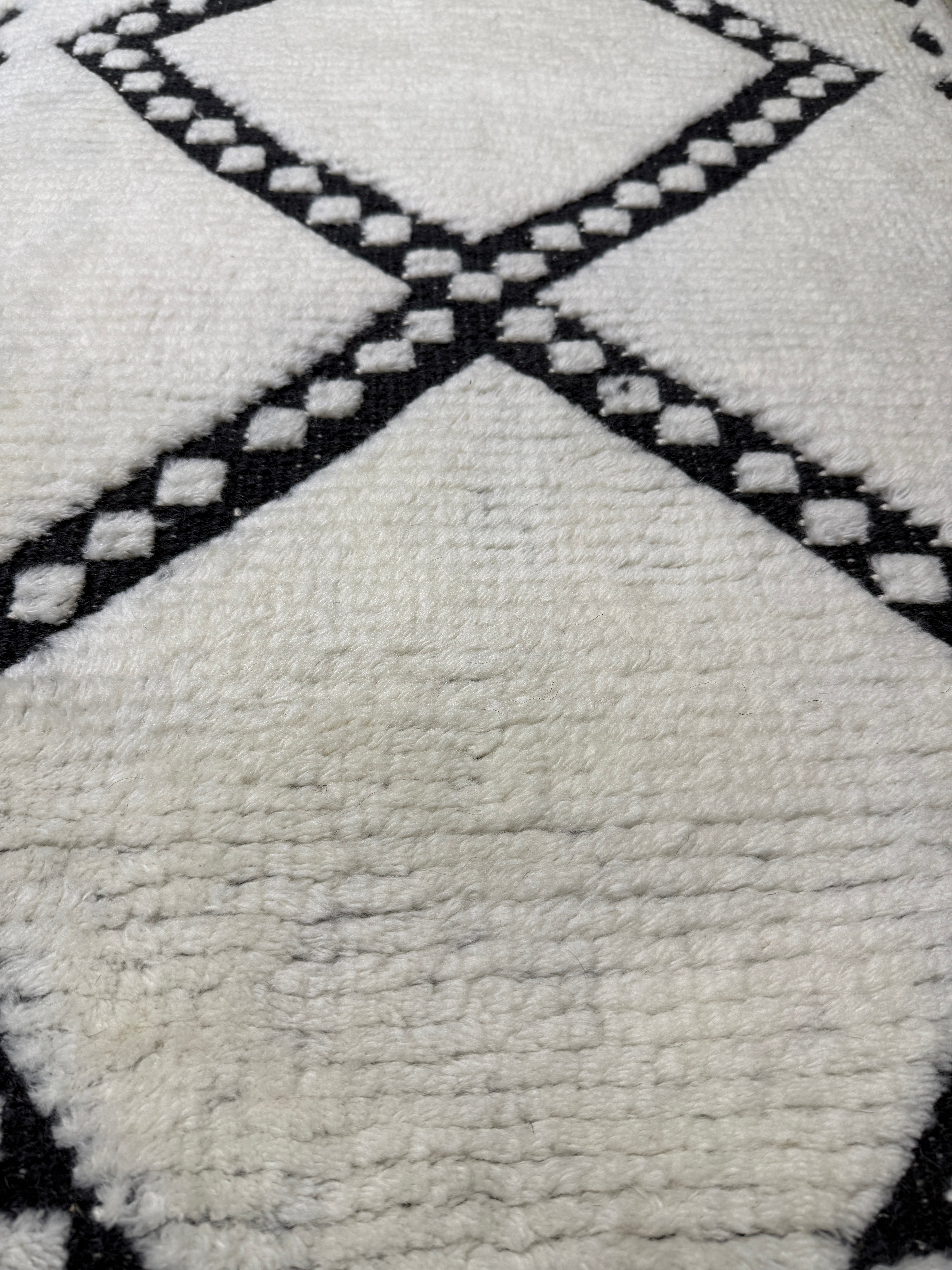 Travis Martinez 2.9x20 Hand-Knotted White and Black Moroccan Style Runner