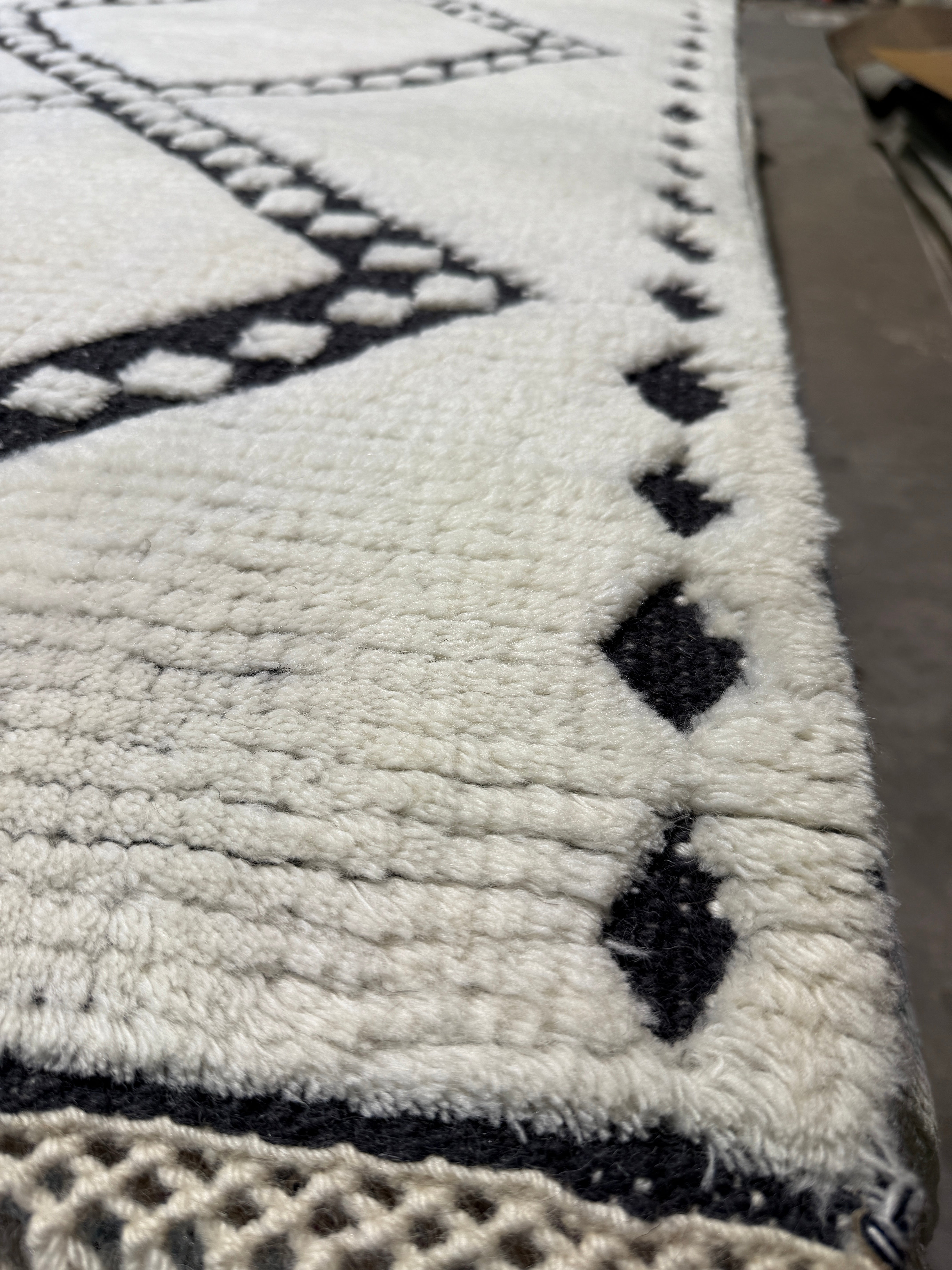 Travis Martinez 2.9x20 Hand-Knotted White and Black Moroccan Style Runner