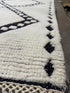 Travis Martinez 2.9x20 Hand-Knotted White and Black Moroccan Style Runner