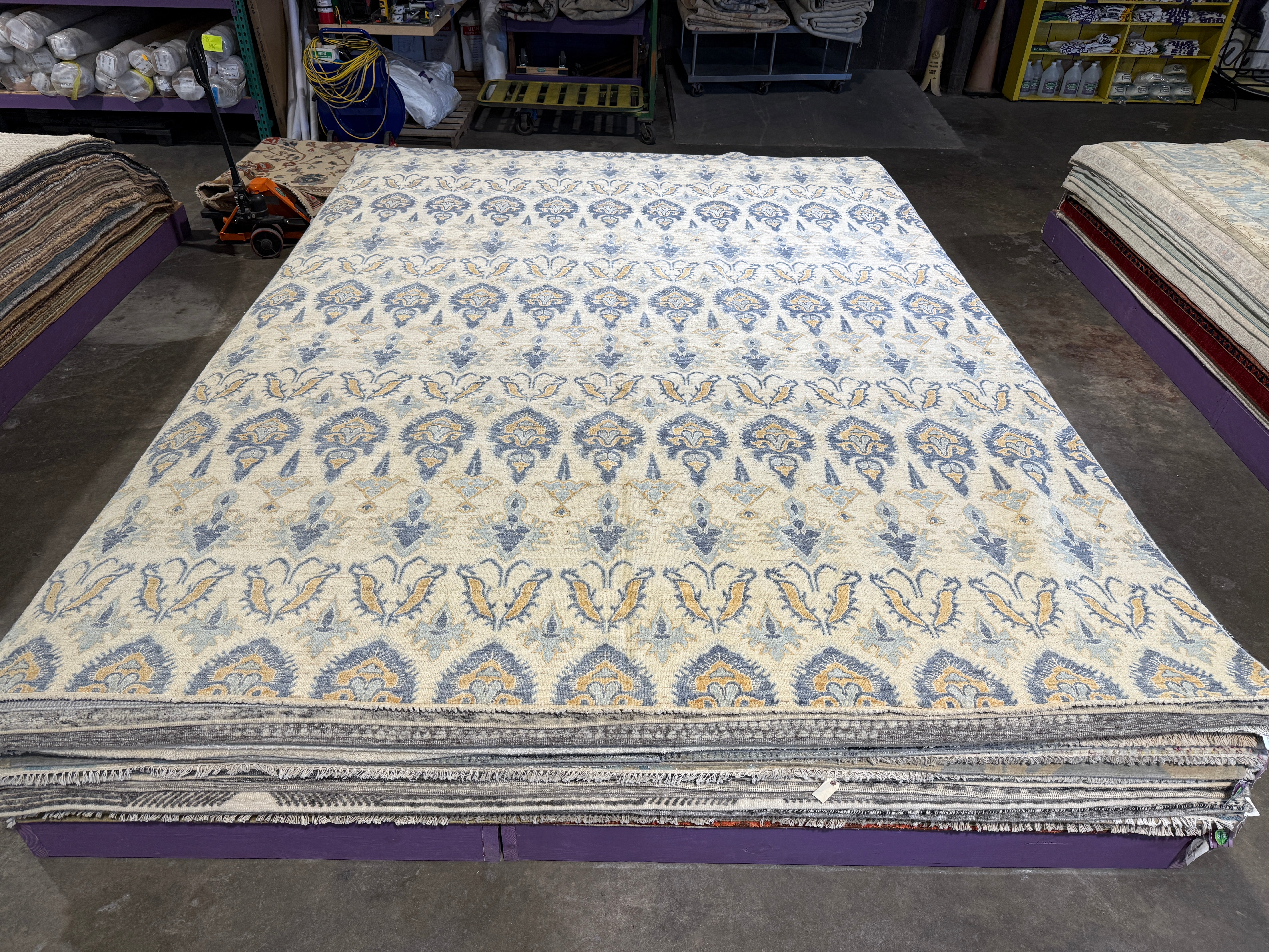 Aimee Mullins 9.10x14.2 Ikat Blue and Yellow Rug