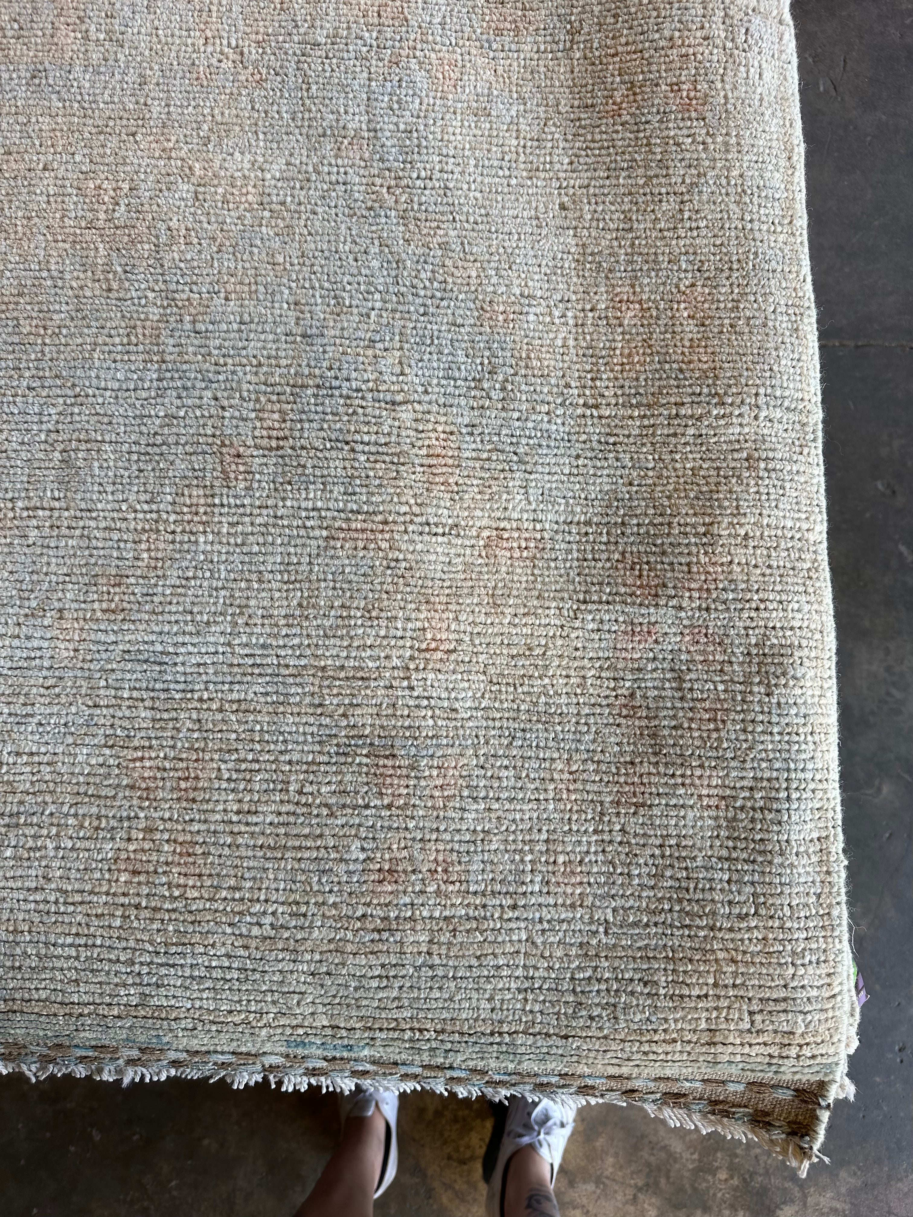 Diane 8.10x12.3 Light Blue Whitewashed Afghani Oushak Rug