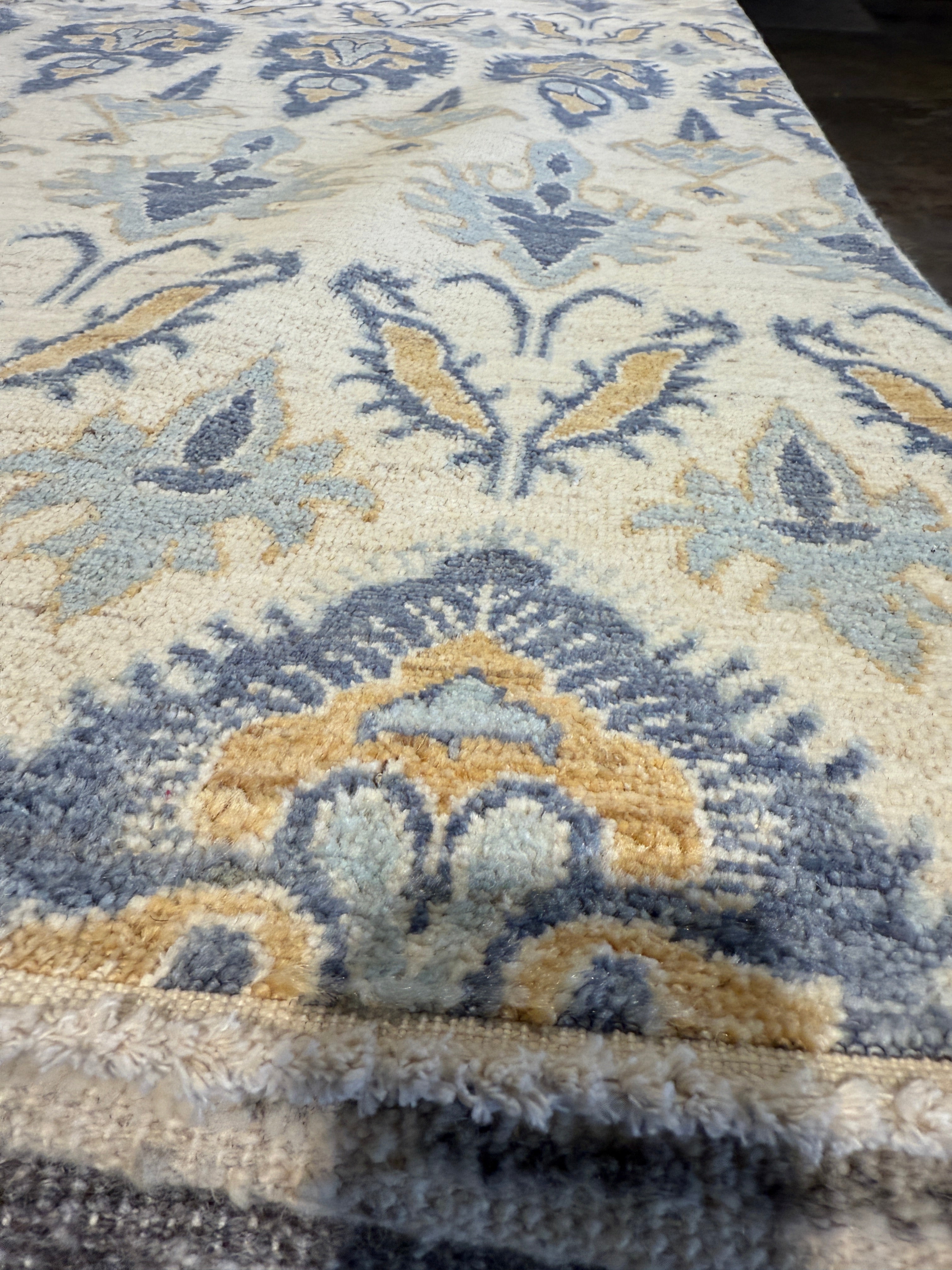 Aimee Mullins 9.10x14.2 Ikat Blue and Yellow Rug