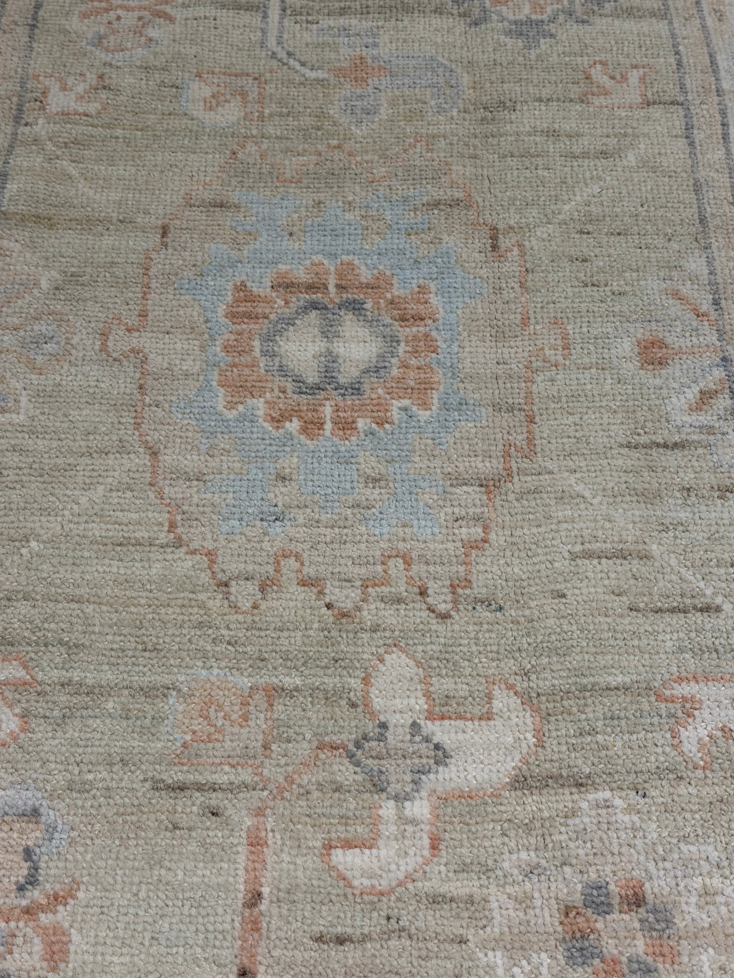 Rosali Annikie 2.10x7.9 Green Afghani Whitewashed Oushak Runner