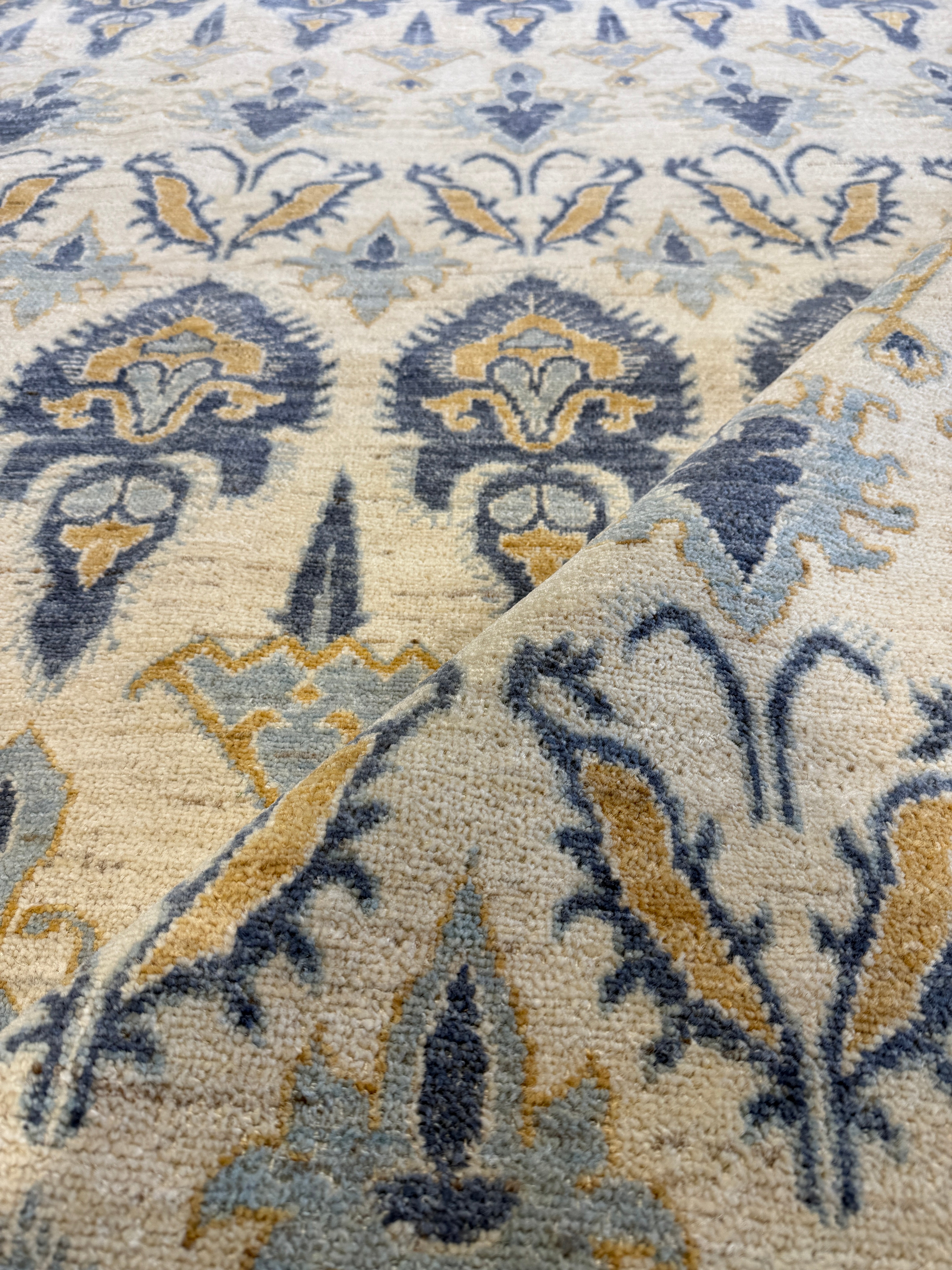 Aimee Mullins 9.10x14.2 Ikat Blue and Yellow Rug
