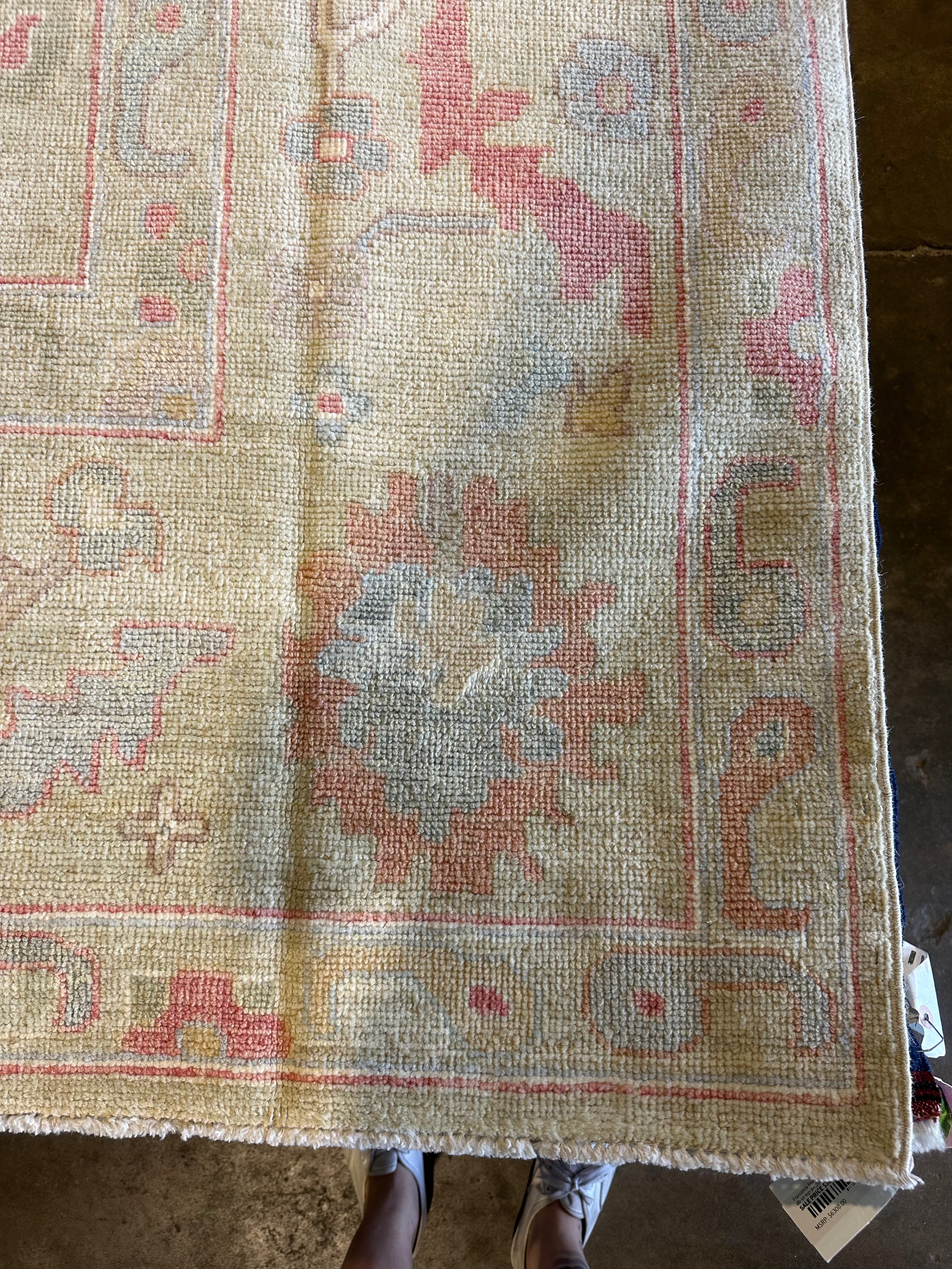 Courtney Mitchell 9.2x11.9 Colorful Whitewashed Afghani Oushak Rug