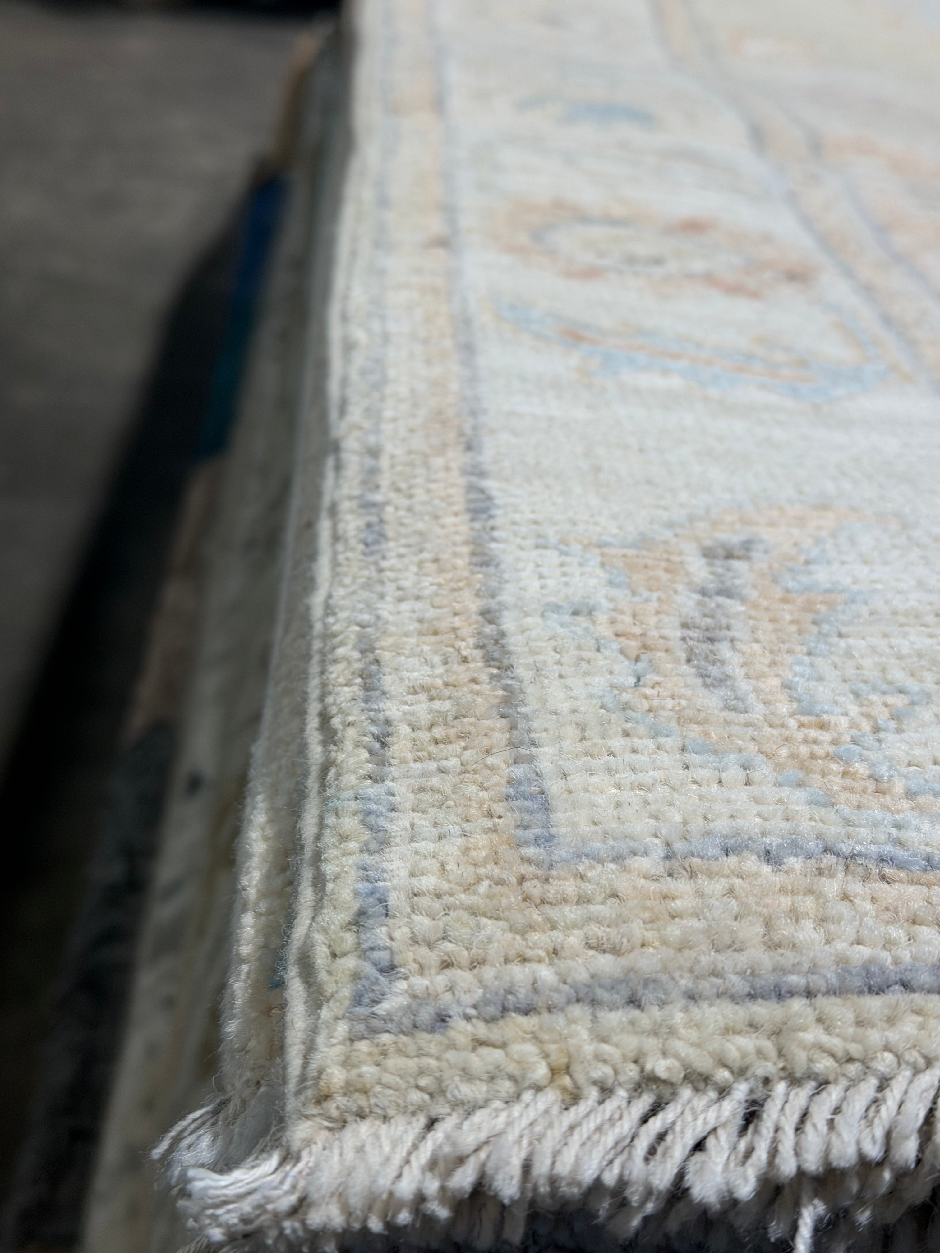 Rosali Annikie 2.10x7.9 Green Afghani Whitewashed Oushak Runner