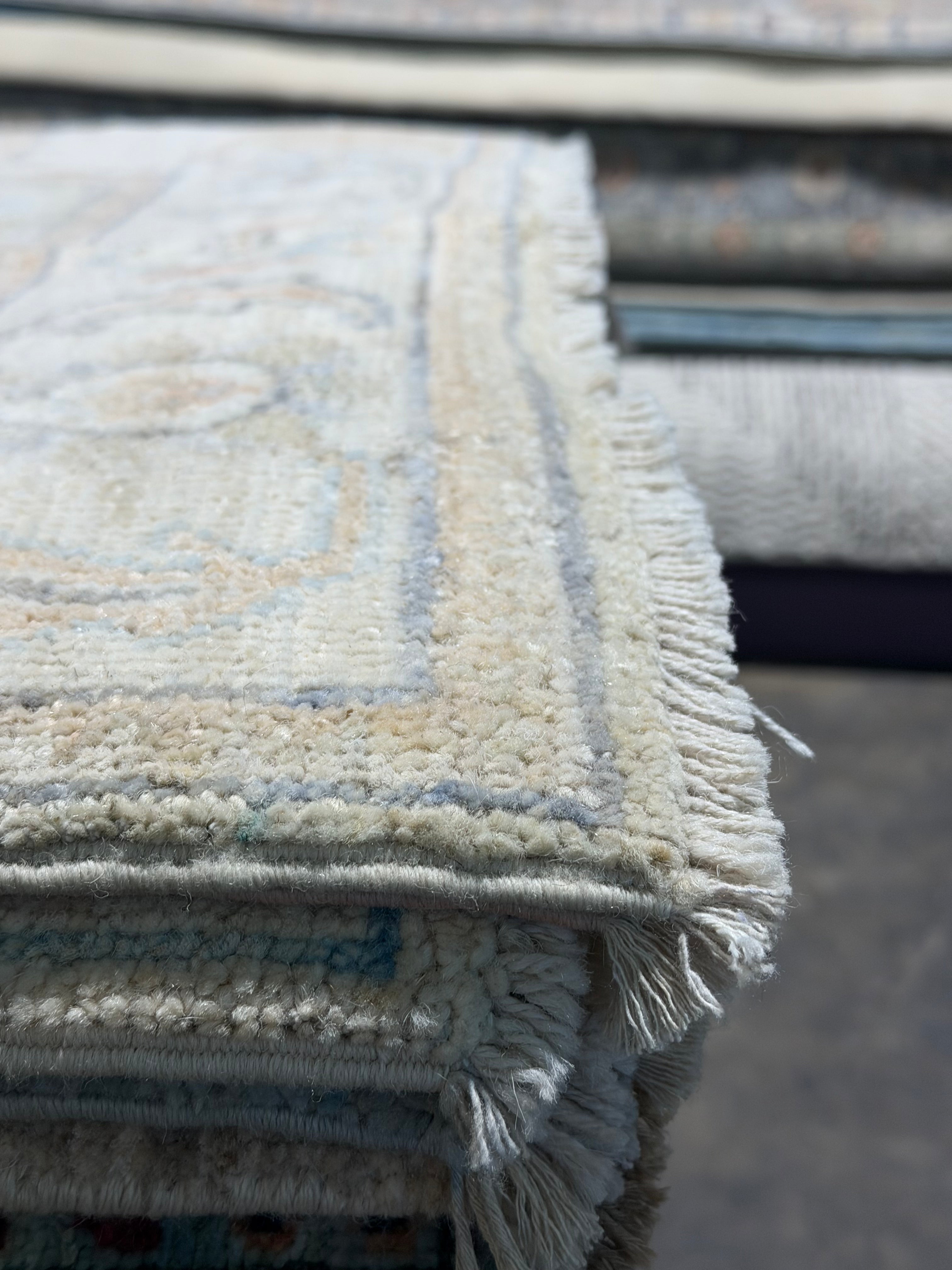 Rosali Annikie 2.10x7.9 Green Afghani Whitewashed Oushak Runner