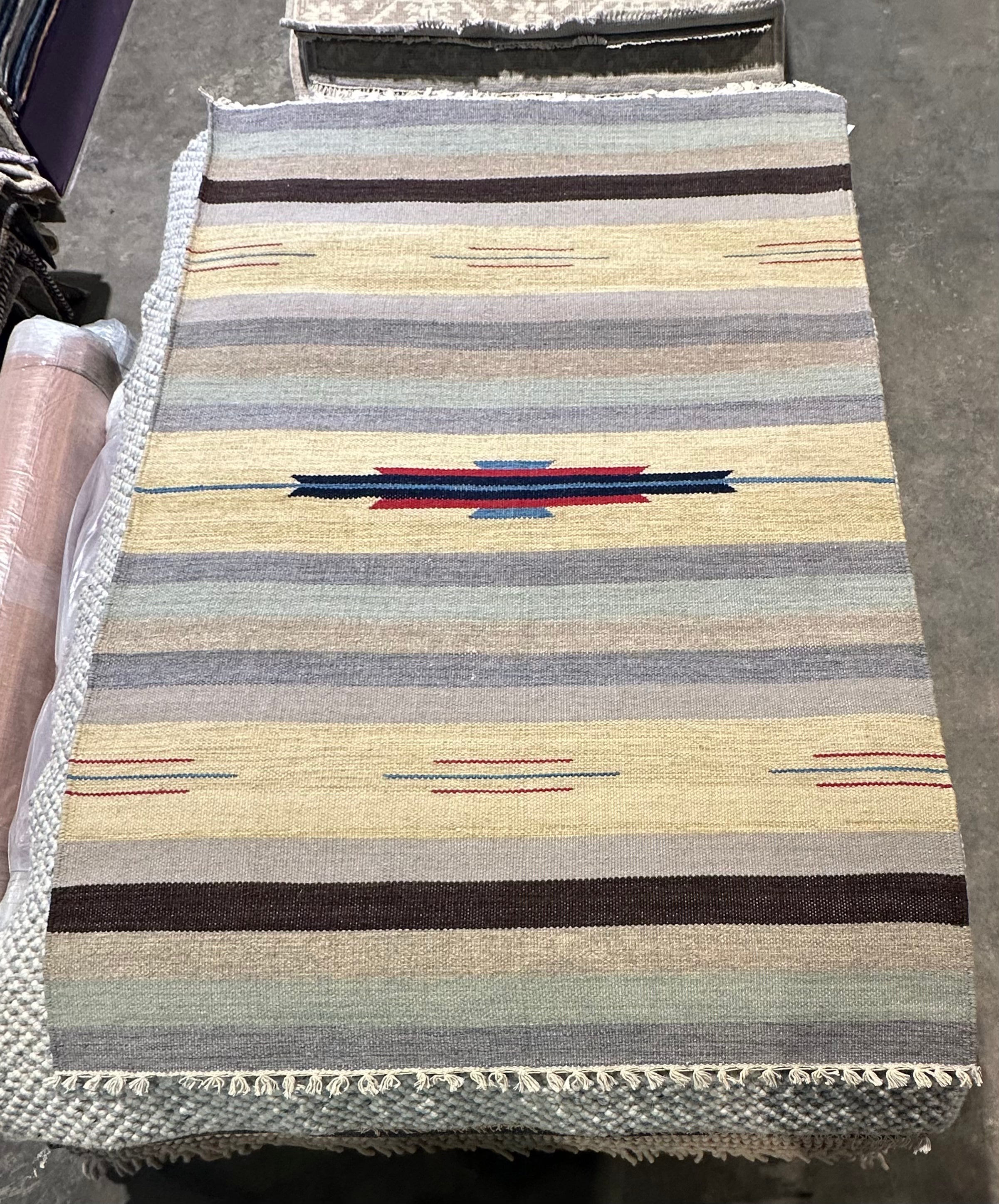 Craig DiGregorio 4x6 Striped Handwoven Durrie Rug
