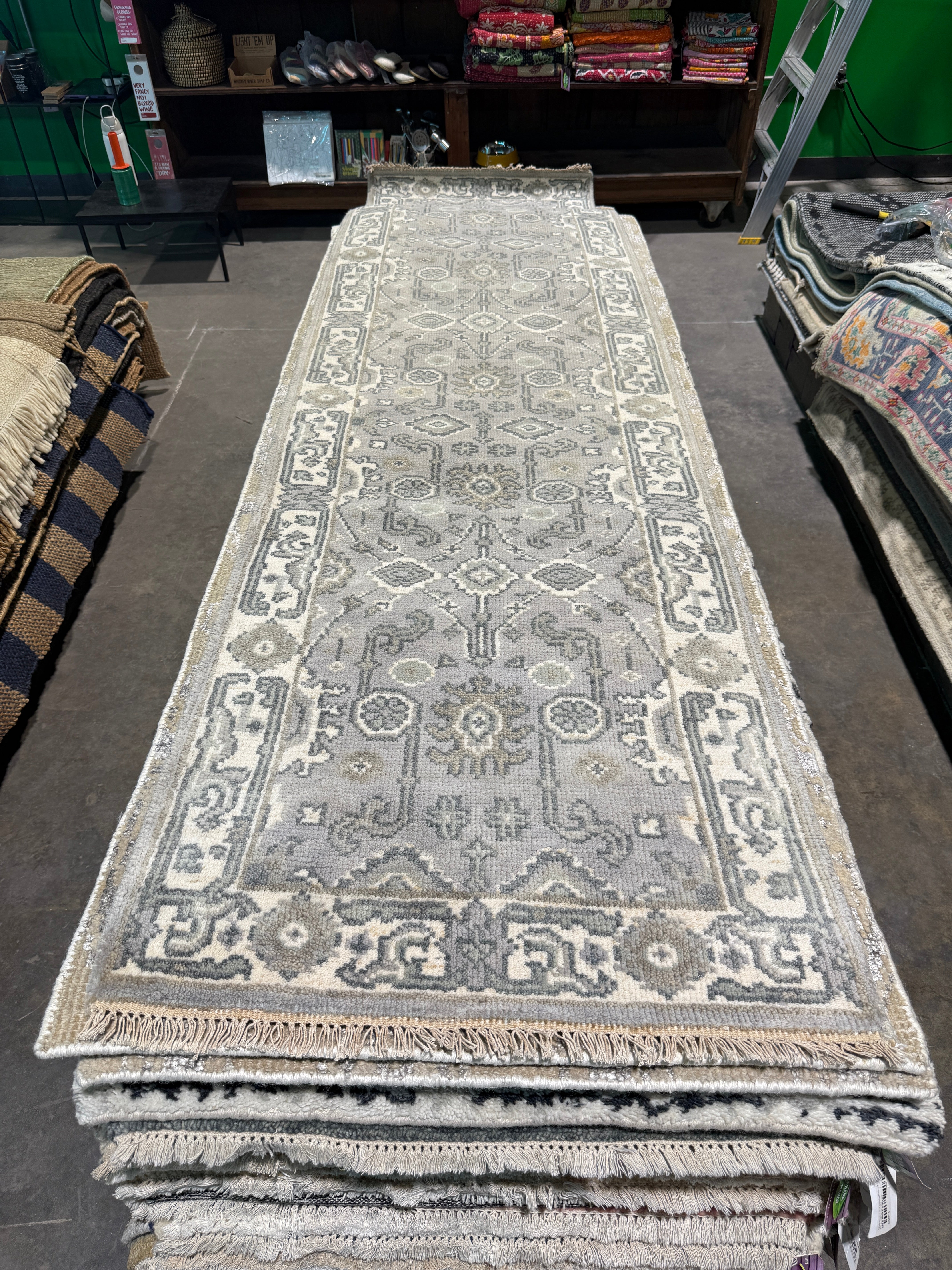 Cammie Clarke 2.6x9.9 Grey Hand-Knotted Oushak Runner