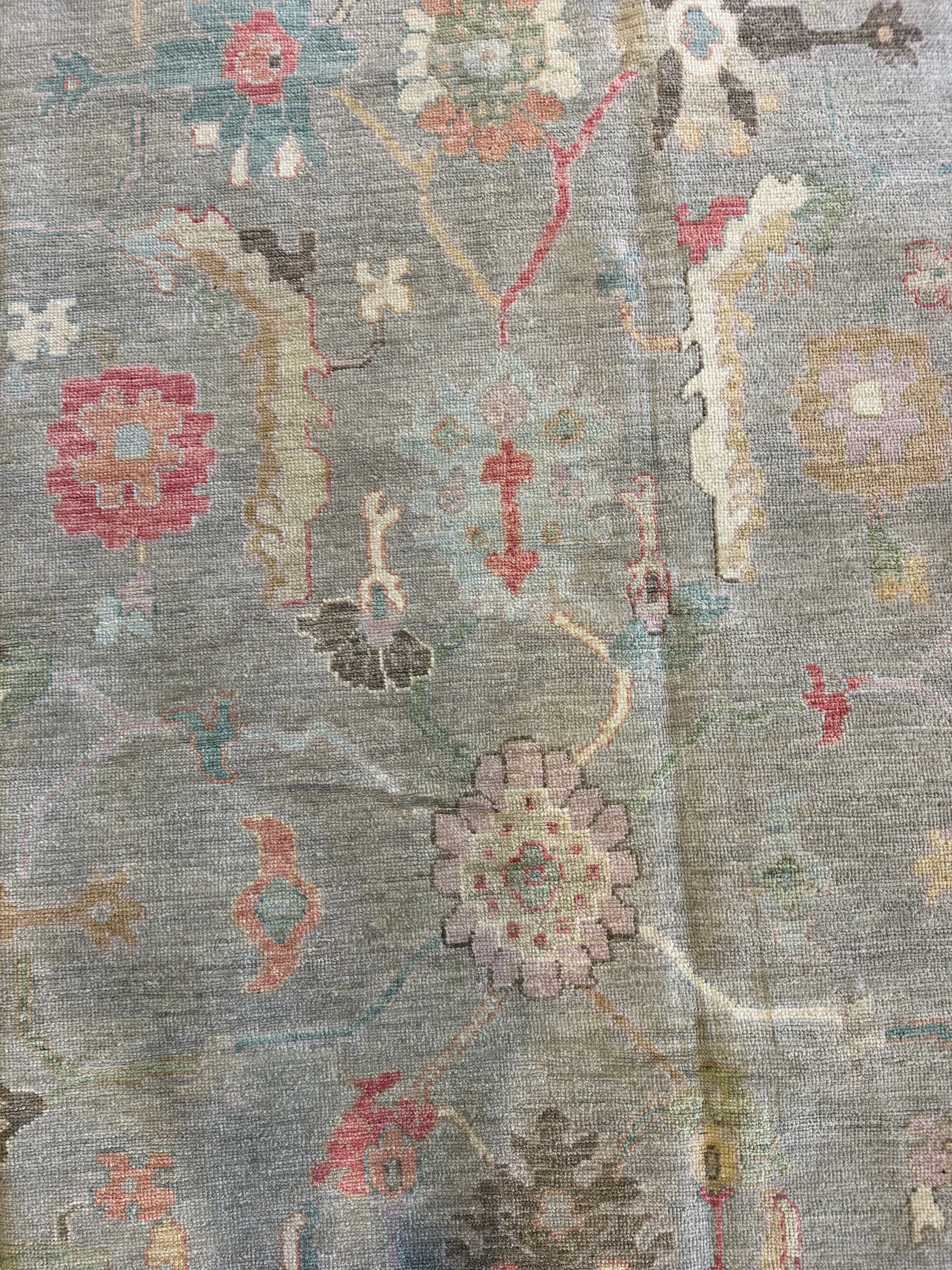 Jaye Falcioni 9.2x11.11 Colorful Whitewashed Afghani Oushak Rug