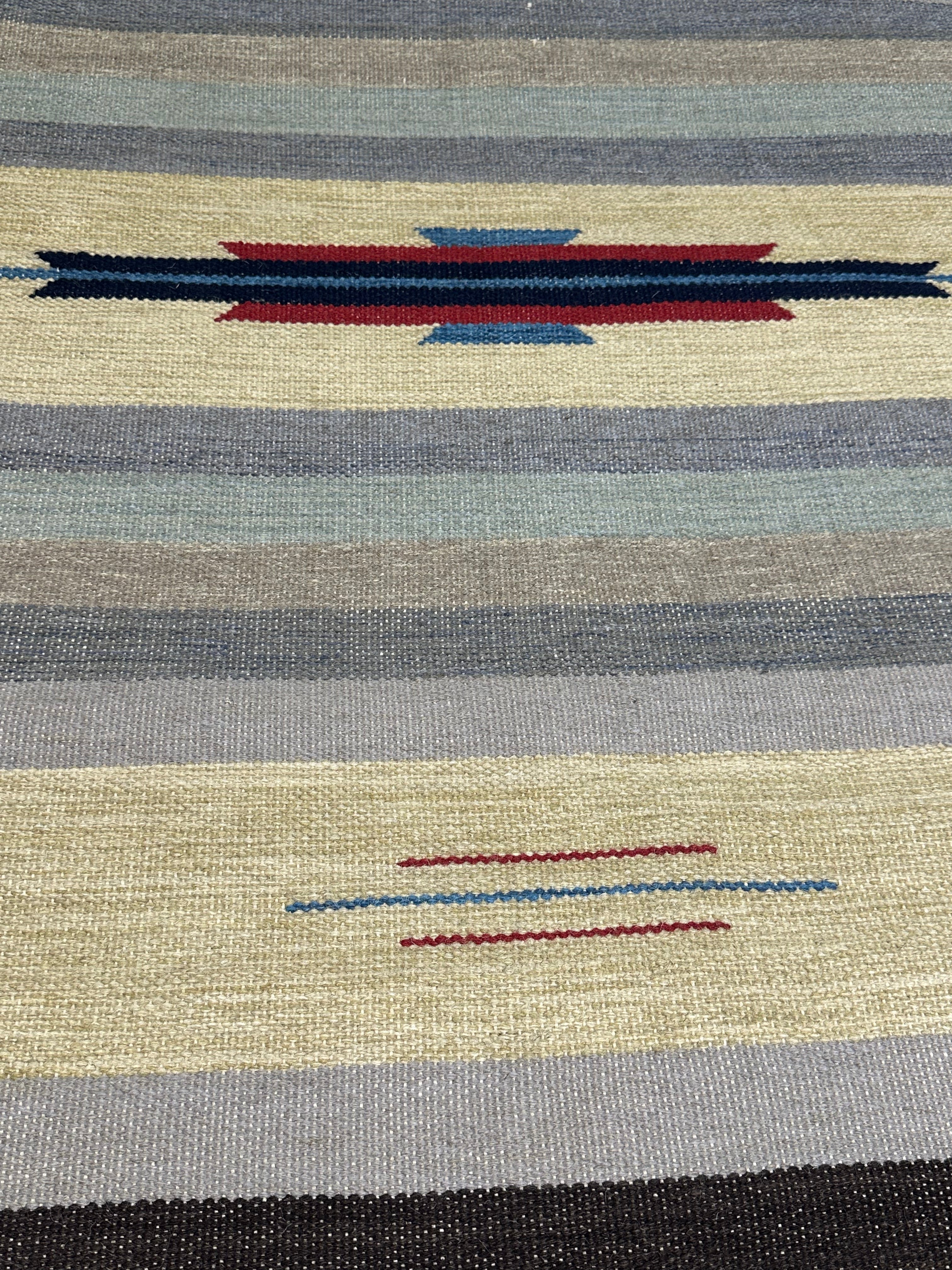 Craig DiGregorio 4x6 Striped Handwoven Durrie Rug