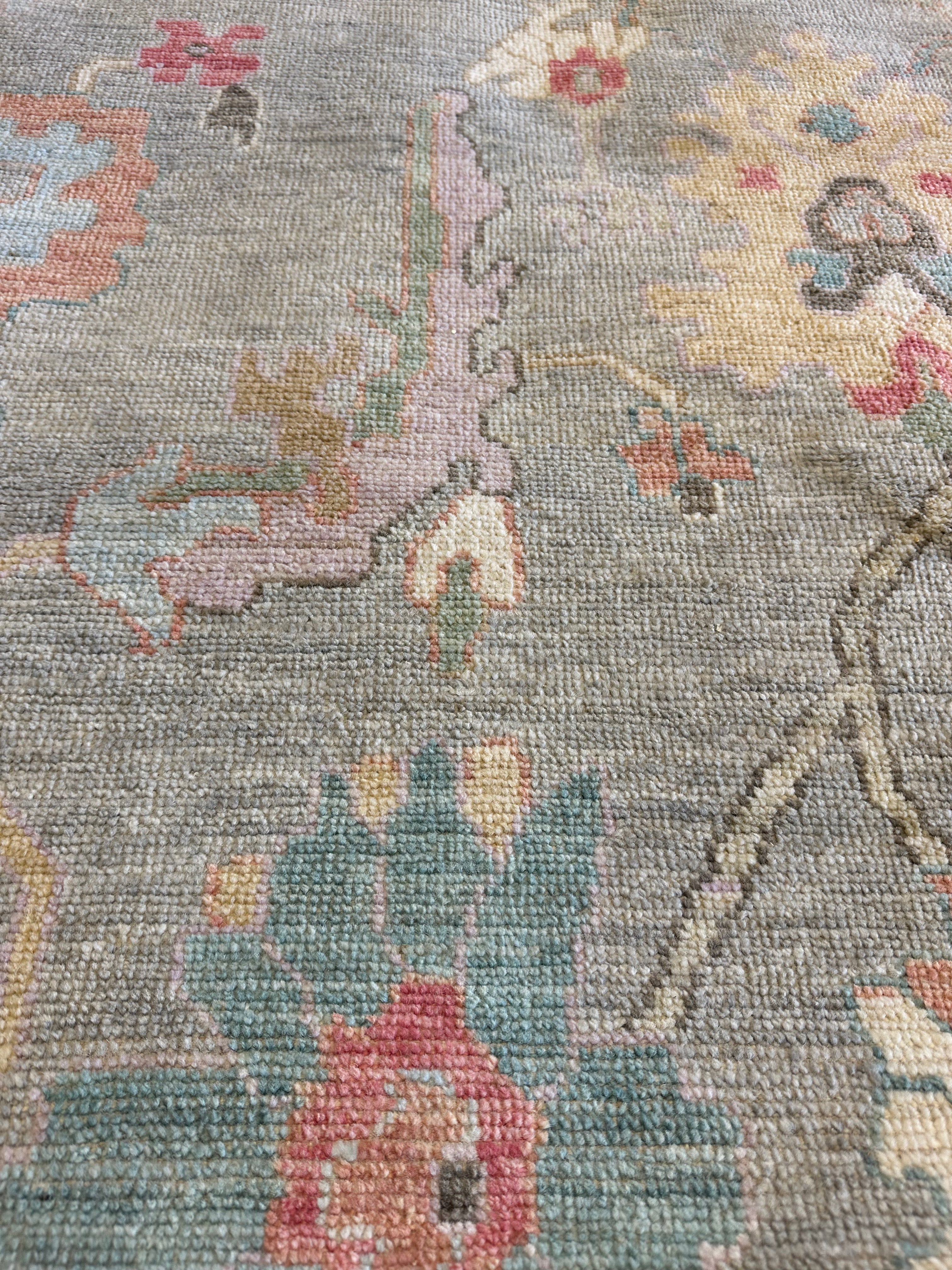 Jaye Falcioni 9.2x11.11 Colorful Whitewashed Afghani Oushak Rug