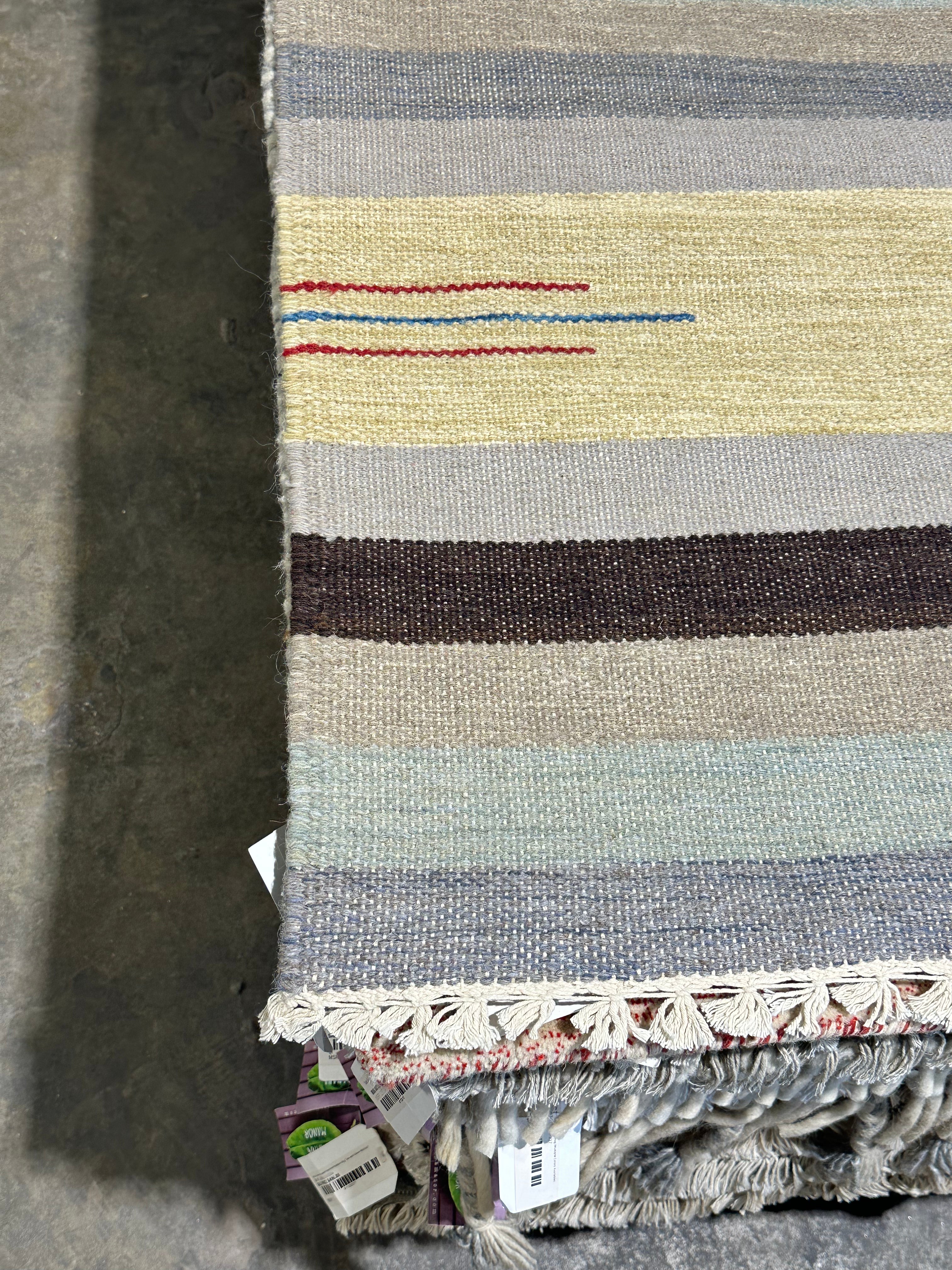 Craig DiGregorio 4x6 Striped Handwoven Durrie Rug