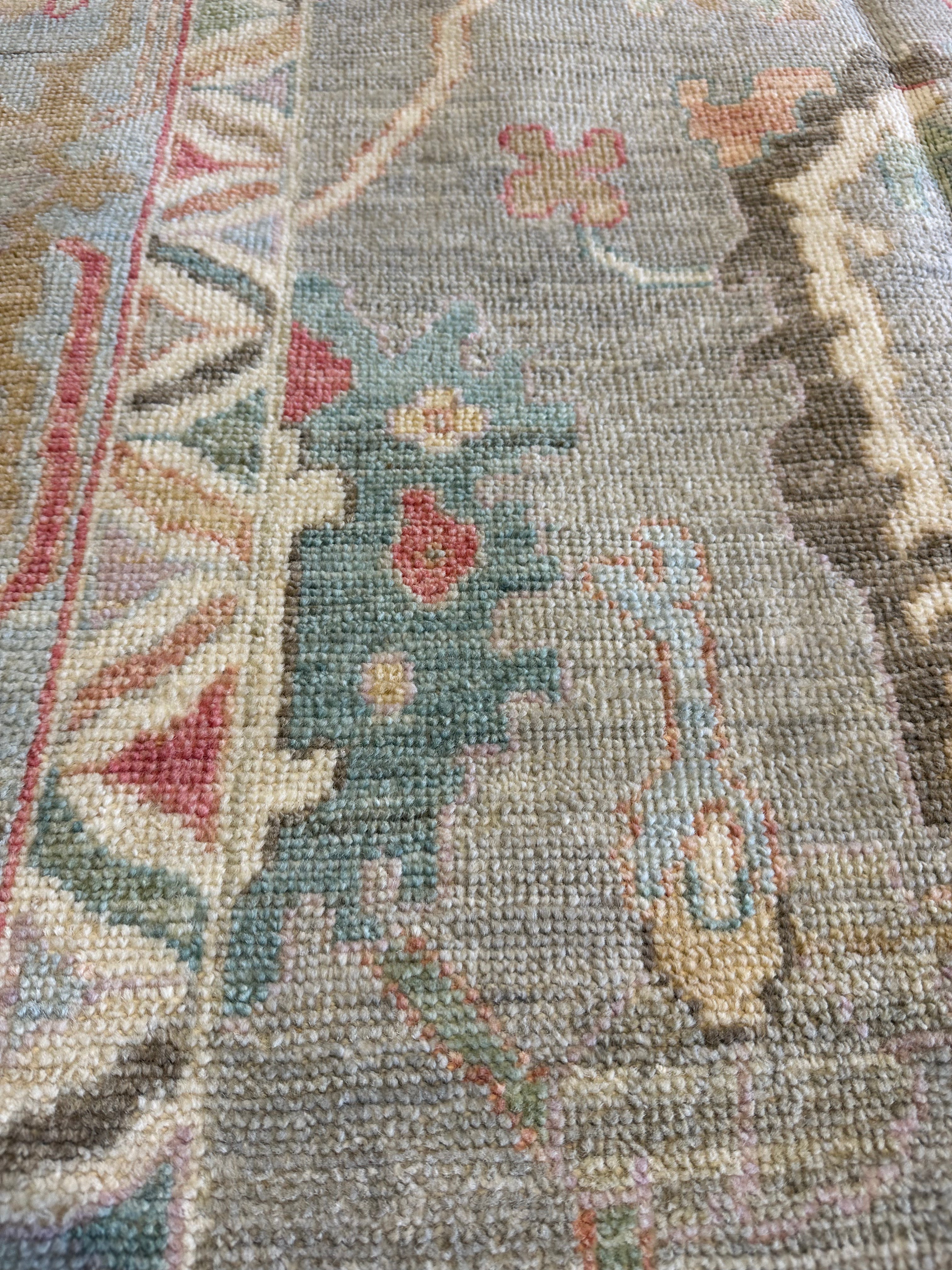 Jaye Falcioni 9.2x11.11 Colorful Whitewashed Afghani Oushak Rug