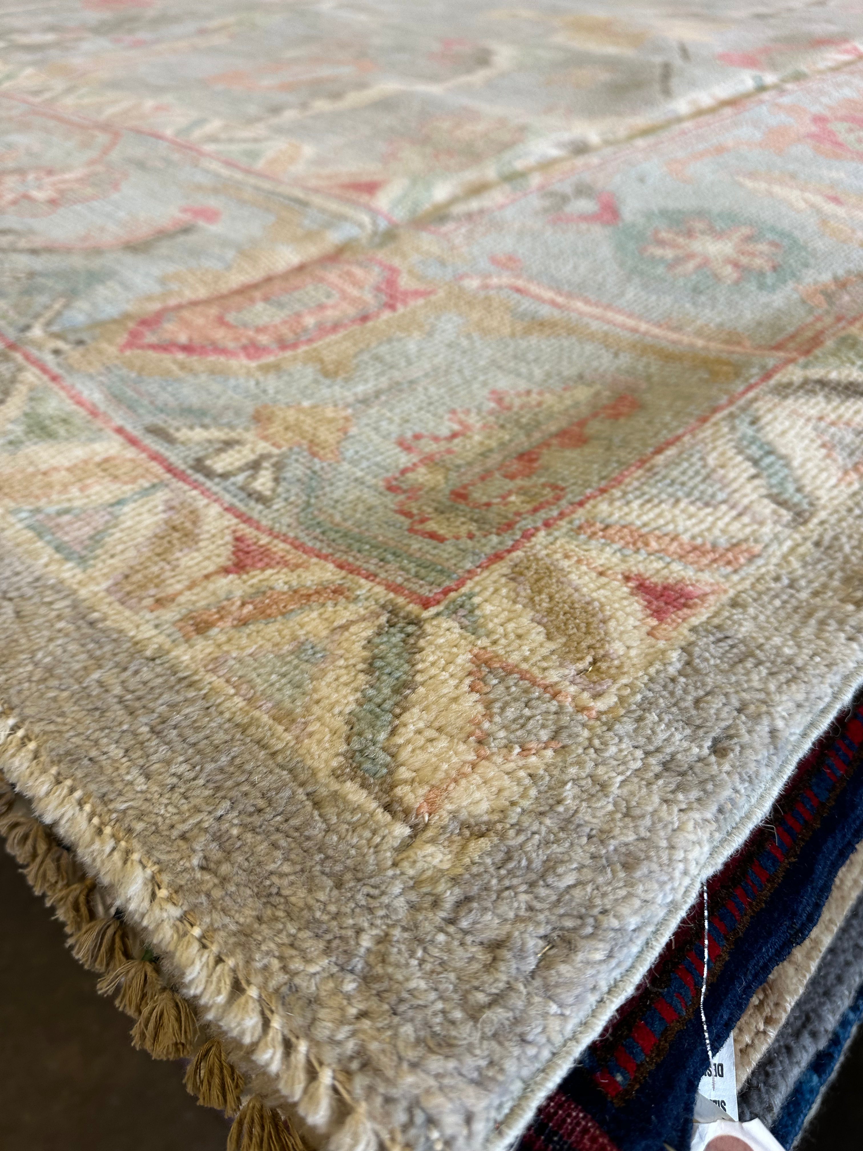 Jaye Falcioni 9.2x11.11 Colorful Whitewashed Afghani Oushak Rug