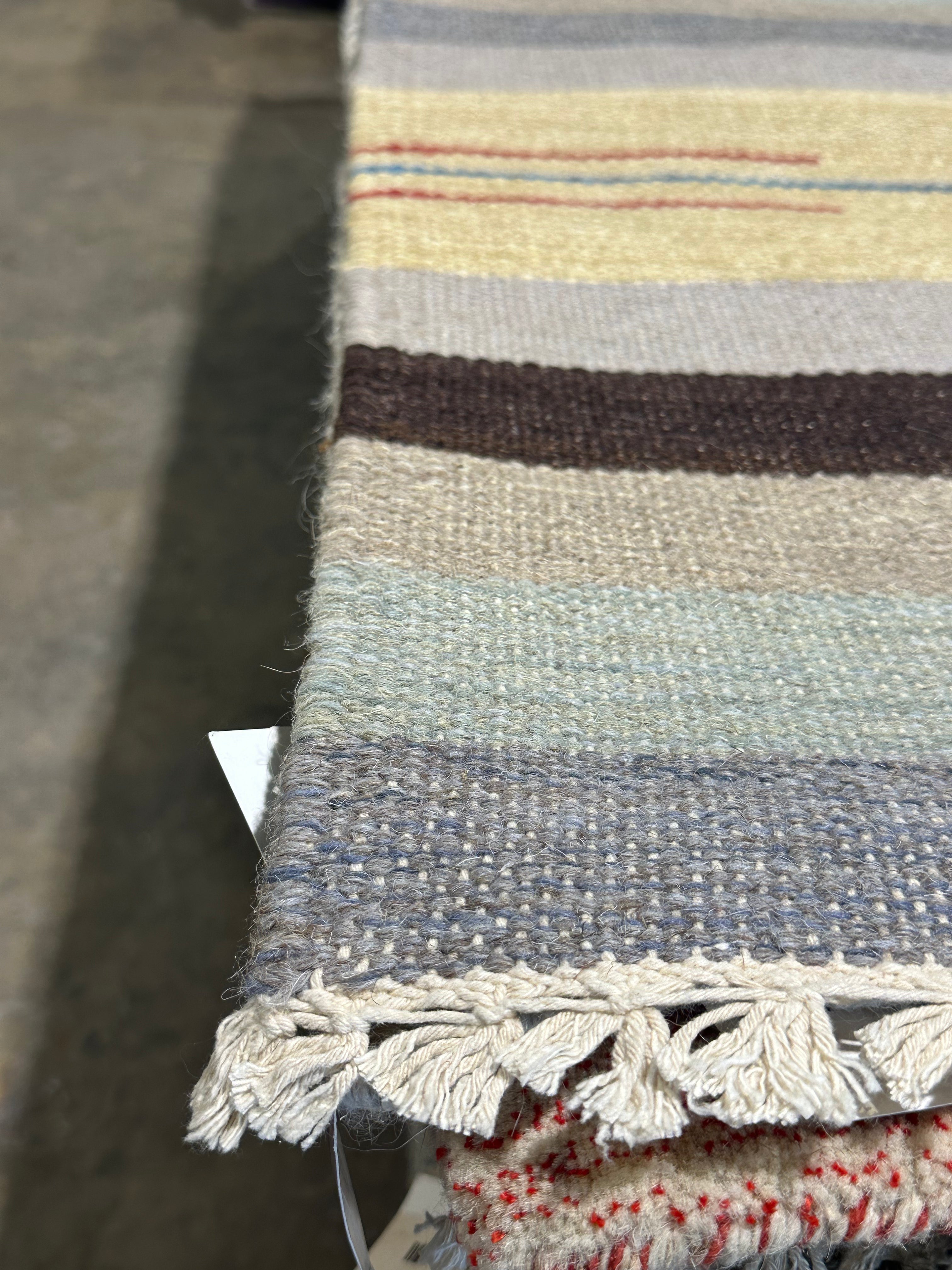 Craig DiGregorio 4x6 Striped Handwoven Durrie Rug