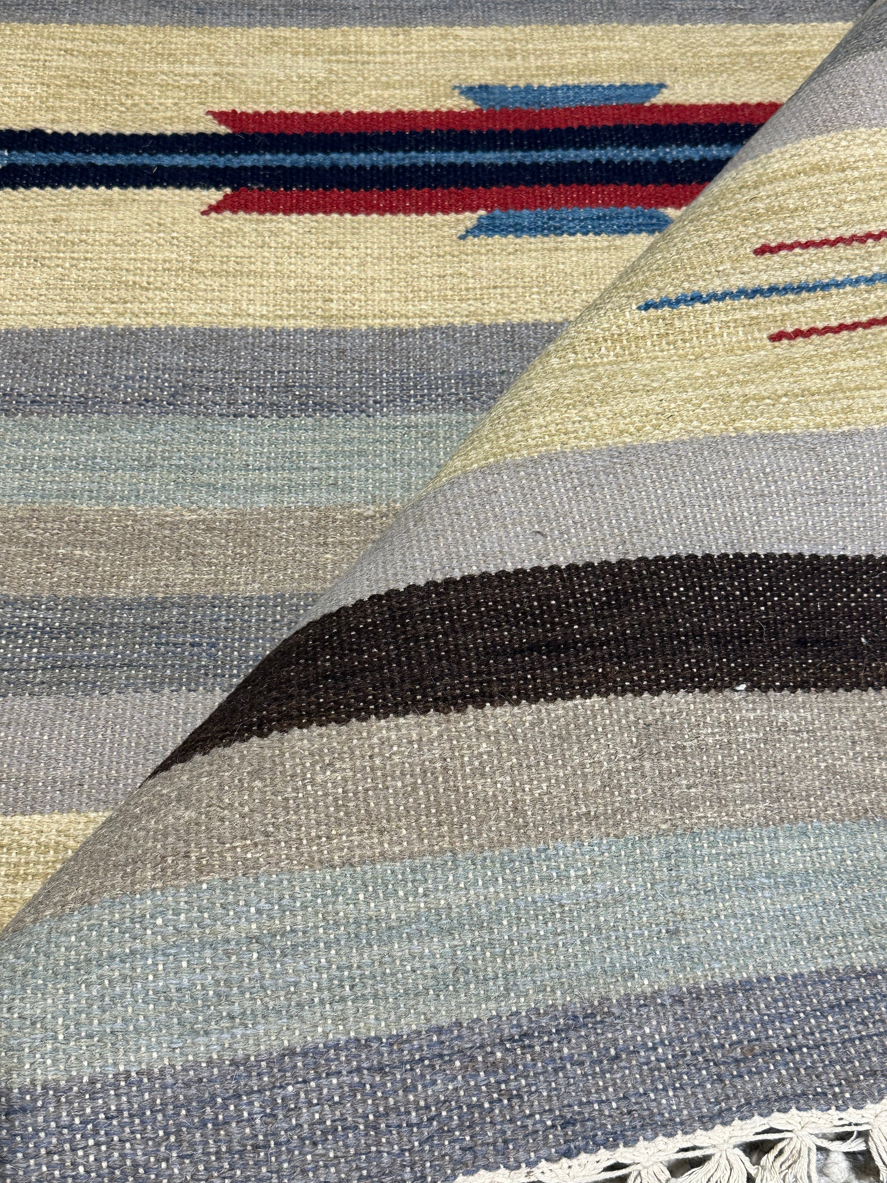 Craig DiGregorio 4x6 Striped Handwoven Durrie Rug