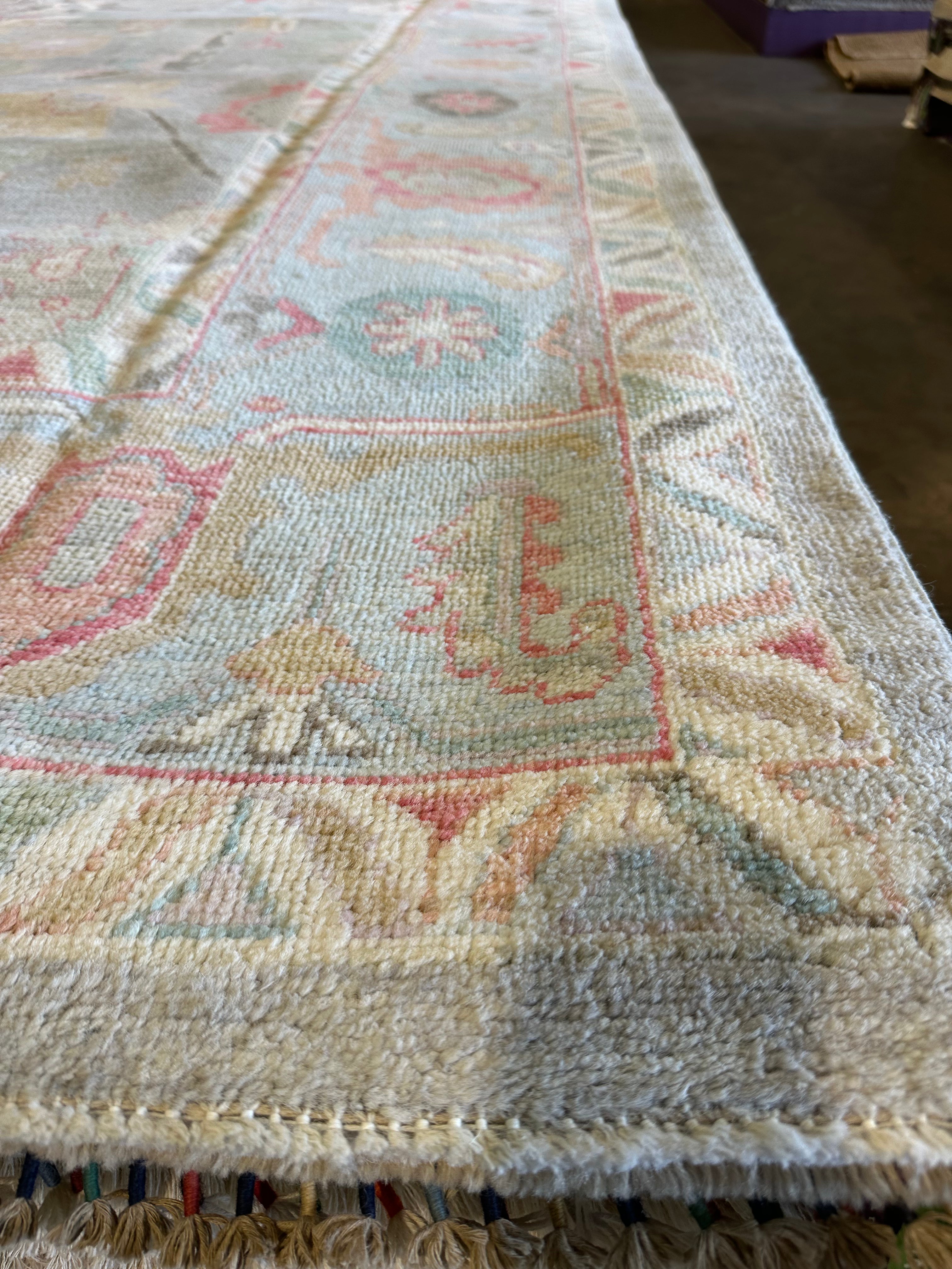 Jaye Falcioni 9.2x11.11 Colorful Whitewashed Afghani Oushak Rug