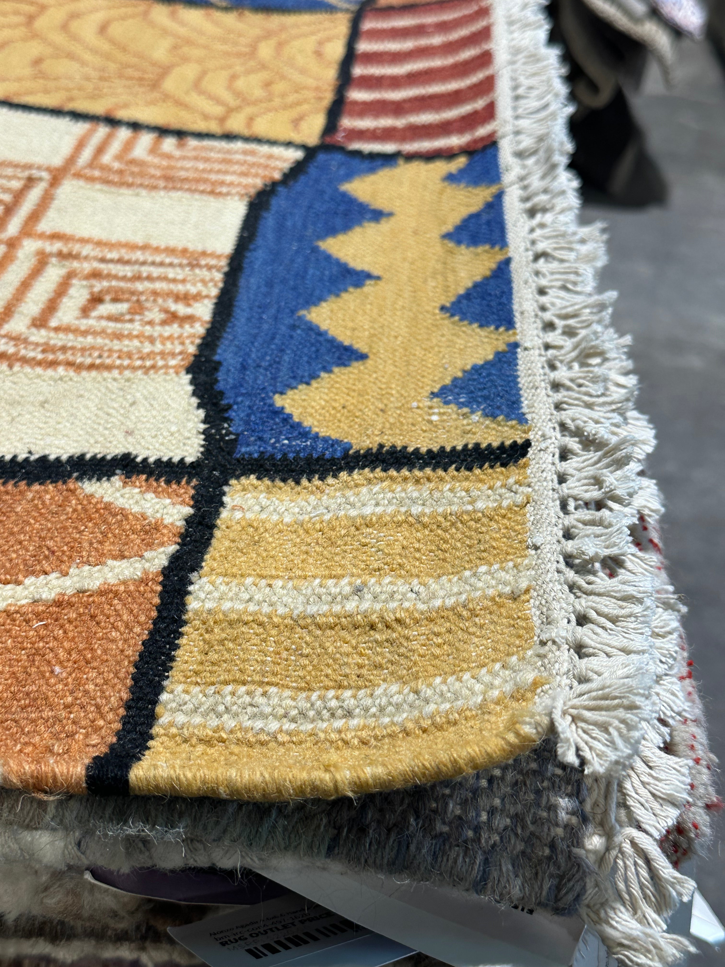 Craig DiGregorio 4x6 Striped Handwoven Durrie Rug